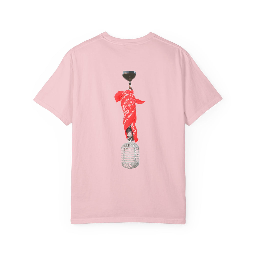 CB Graffiti Portrait T-shirt | Side Profile Photo Print, Back Microphone & Bandana Art