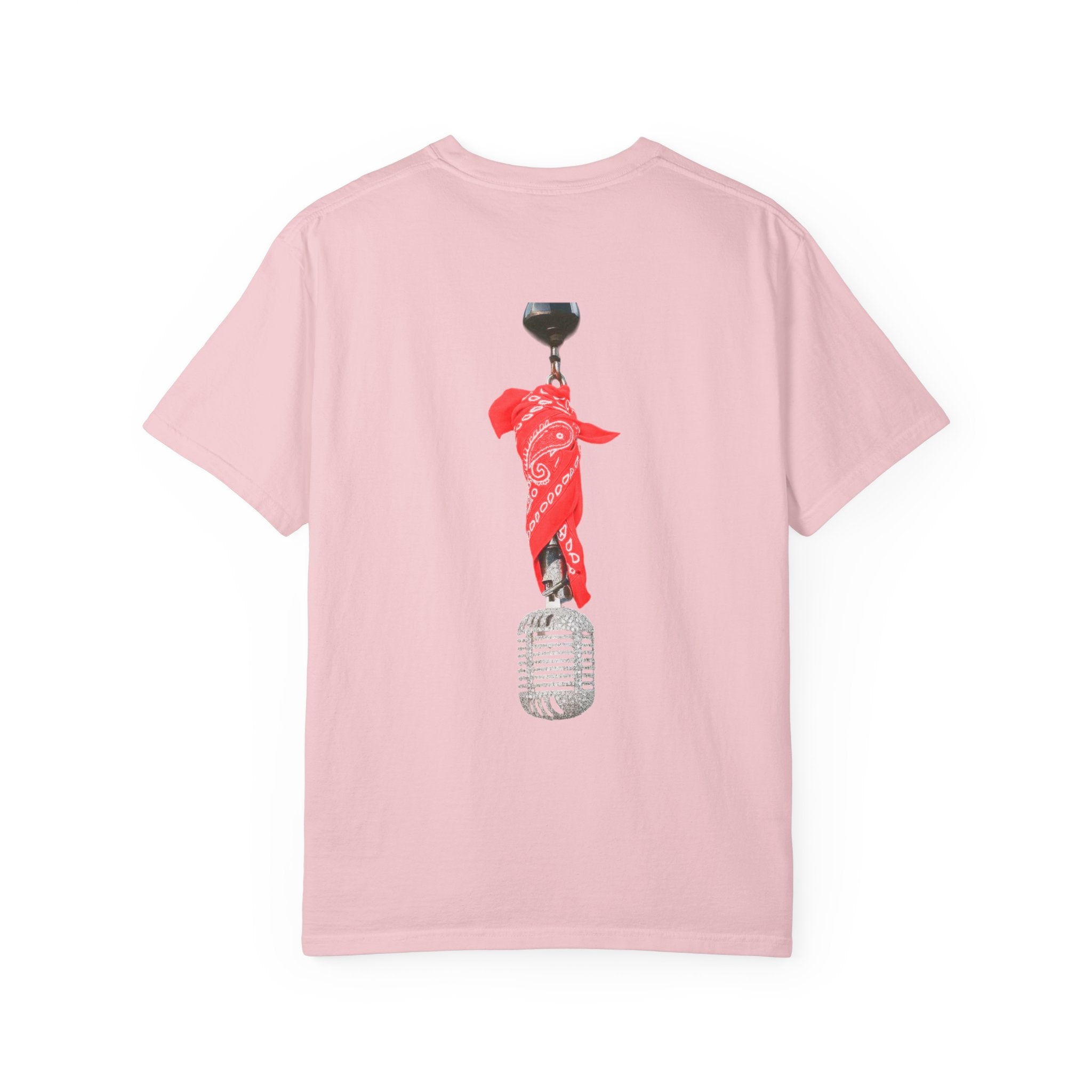 CB Graffiti Portrait T-shirt | Side Profile Photo Print, Back Microphone & Bandana Art