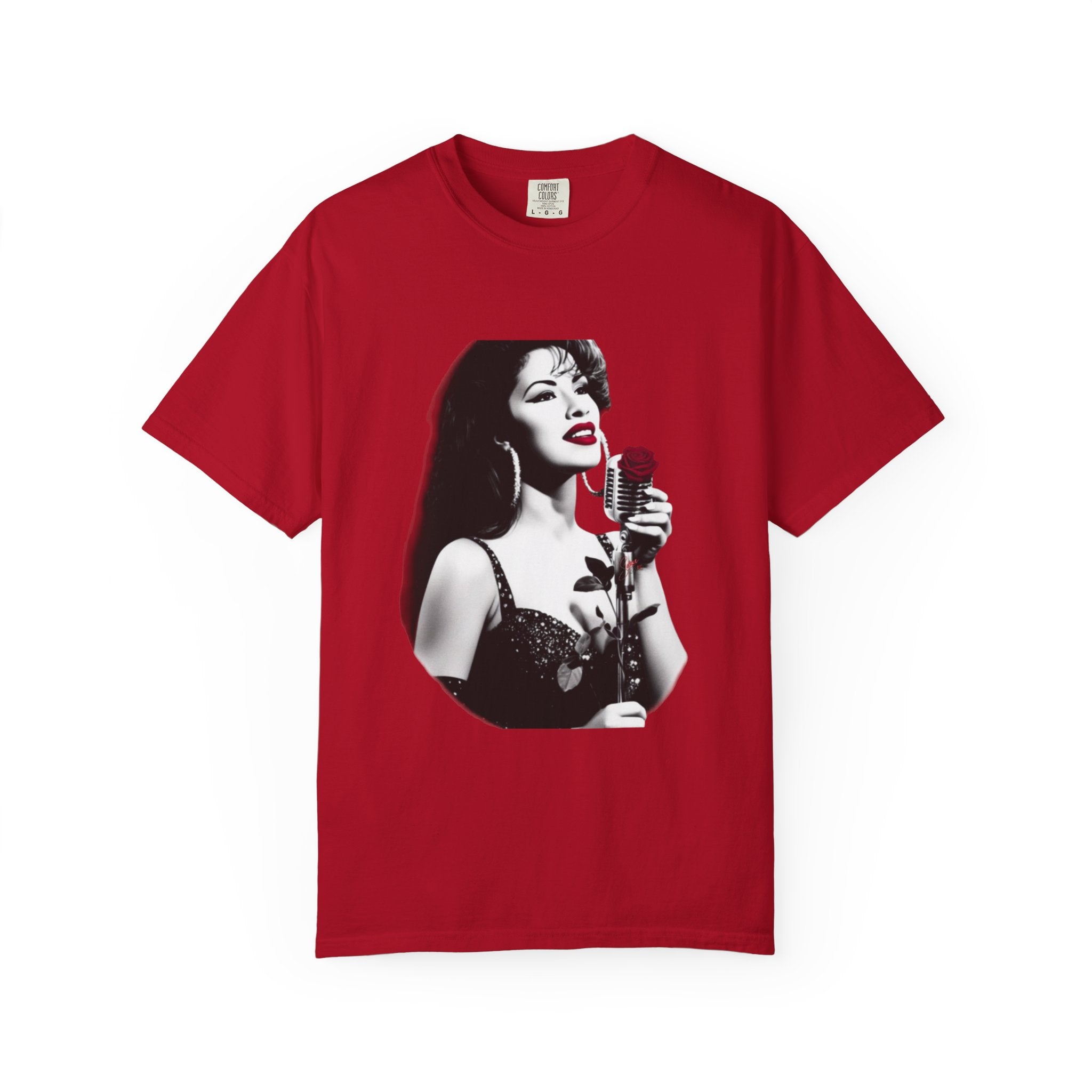 Vintage Pin-Up Singer with Rose T-shirt | Retro Music Art Tee