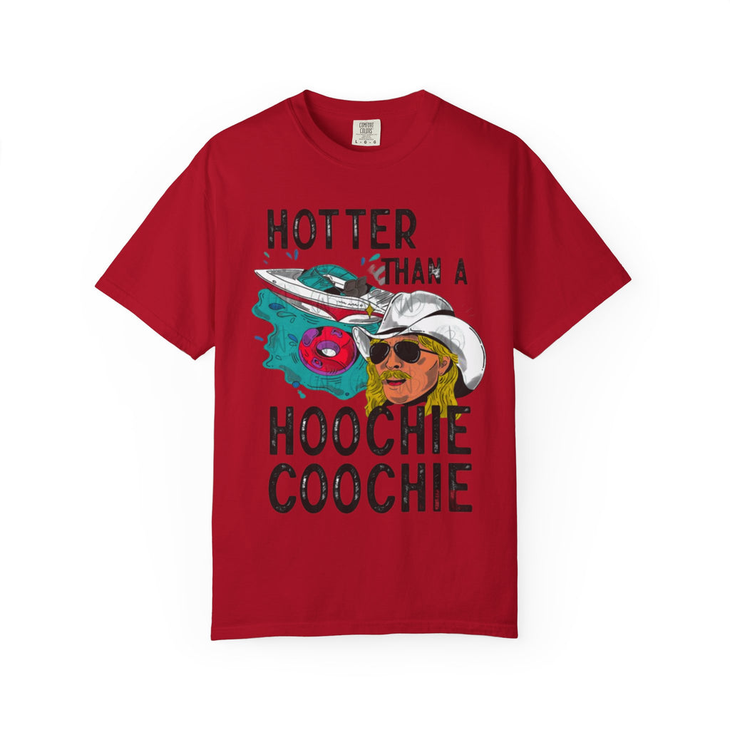 Hotter Than a Hoochie Coochie T-shirt | Retro Cowboy Illustration, Sunglasses & Roses