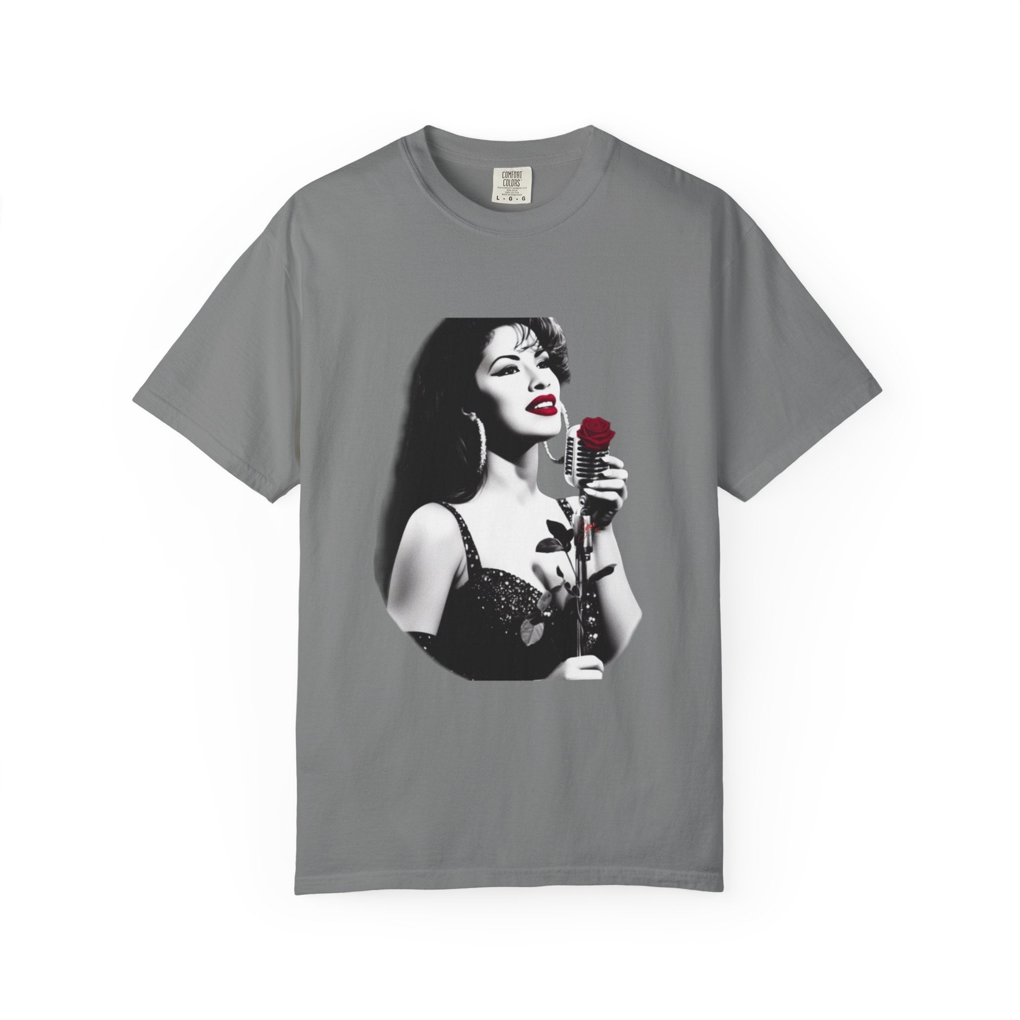 Vintage Pin-Up Singer with Rose T-shirt | Retro Music Art Tee