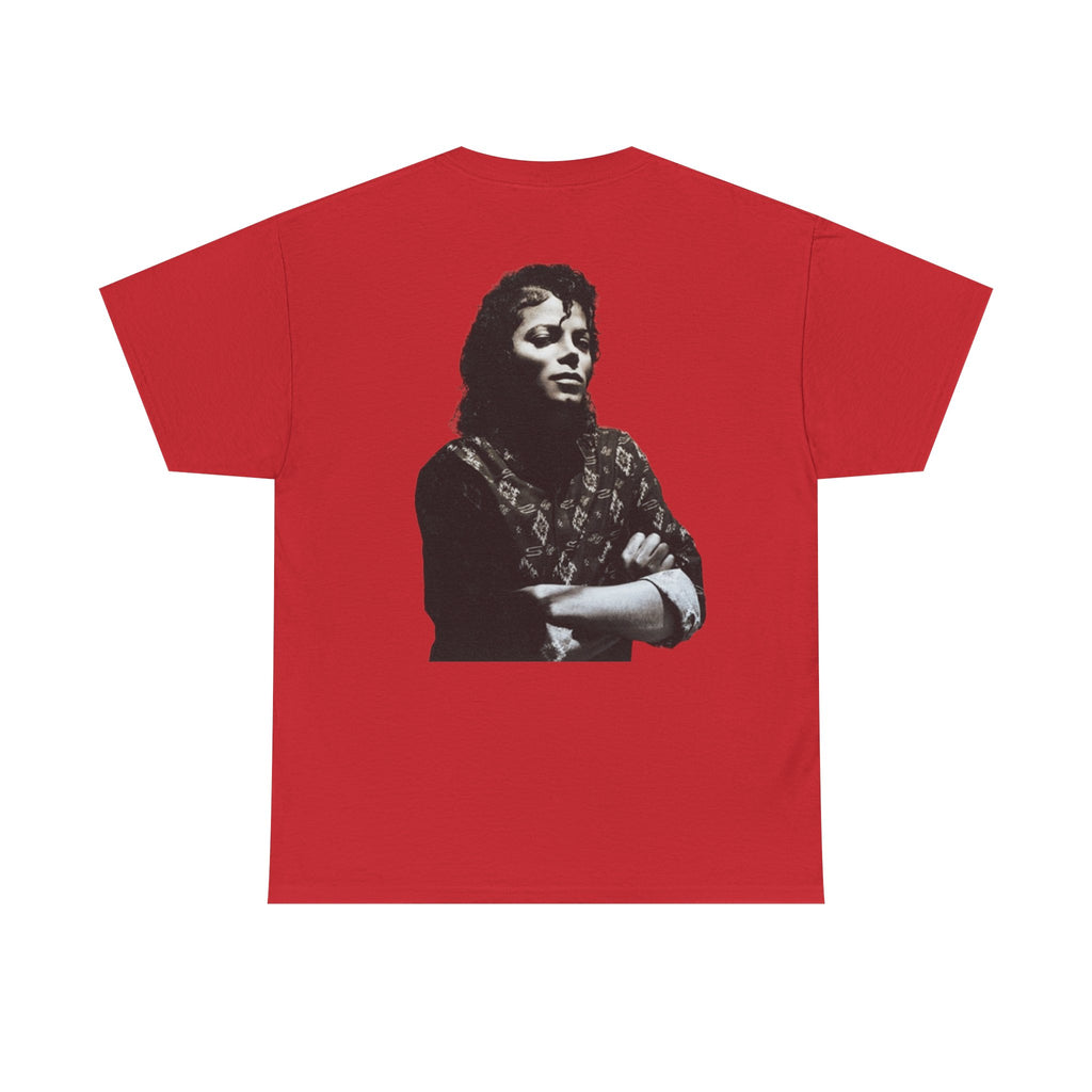 Who's Bad graffiti text Tee | Michael Jackson portrait back graphic tee