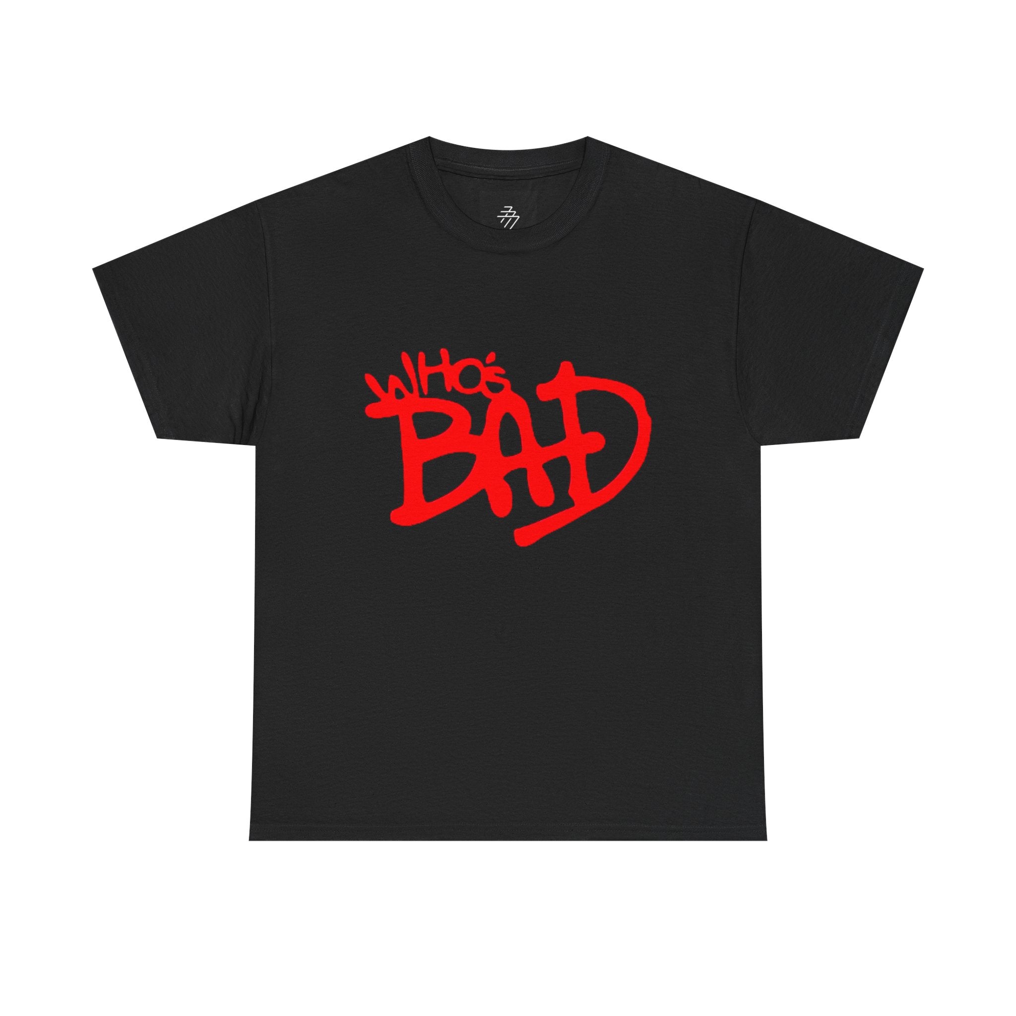 Who's Bad graffiti text Tee | Michael Jackson portrait back graphic tee
