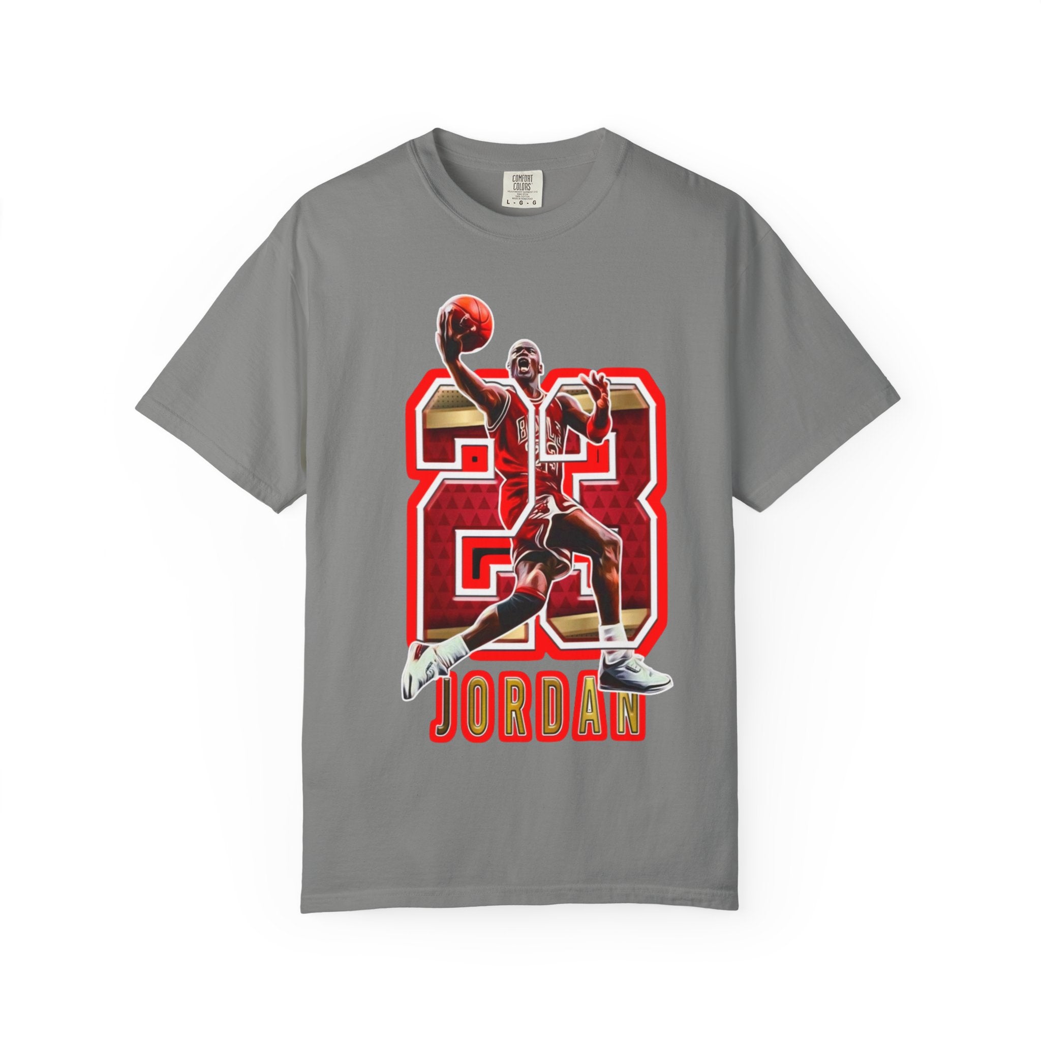 MJ #23 Basketball Jump Figure T-shirt | Retro Number 23 Jersey Style