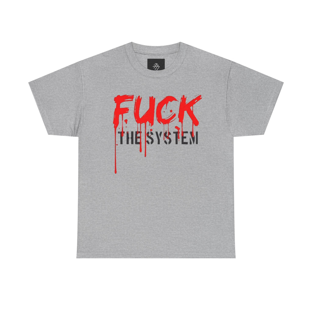 Graphic Tee — “Fuck the System” Red Drip Protest T-Shirt