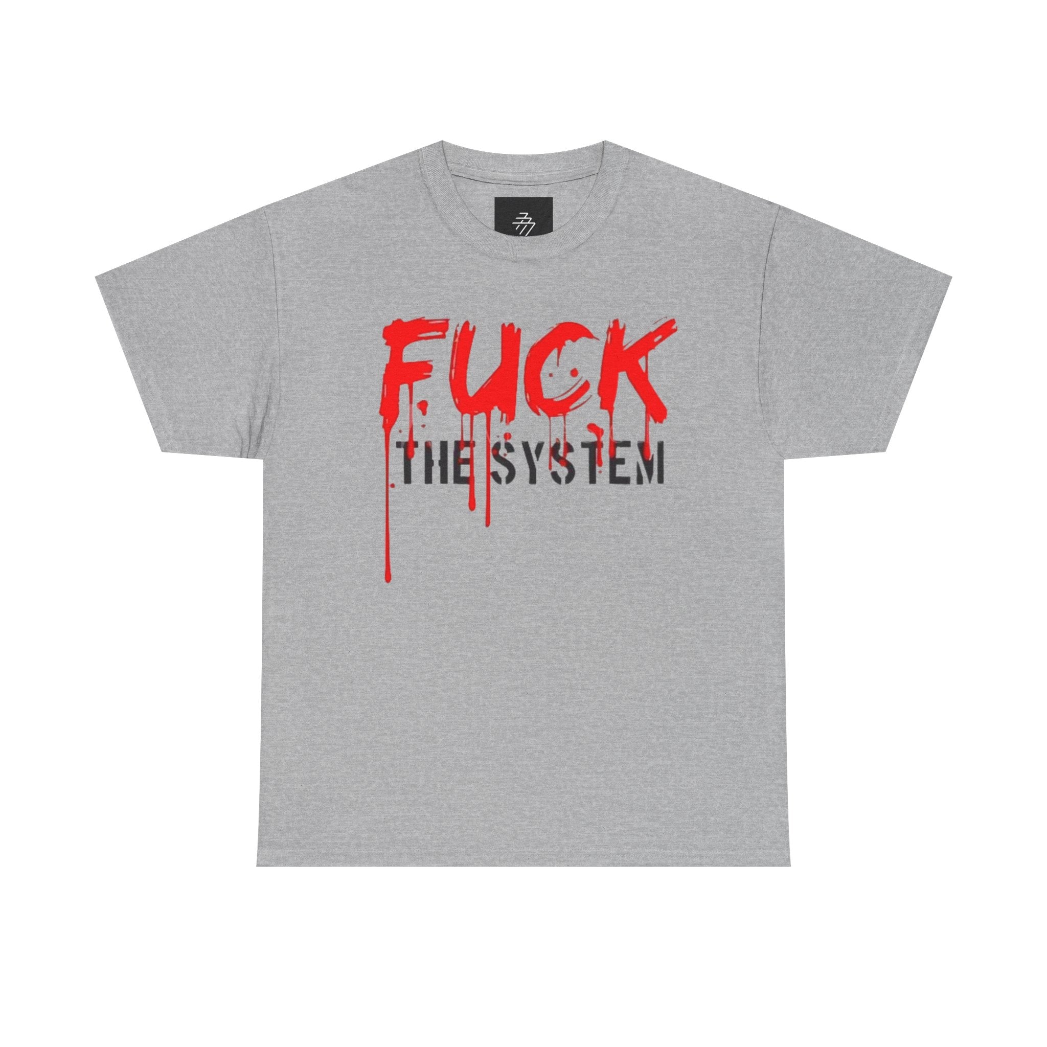 Graphic Tee — “Fuck the System” Red Drip Protest T-Shirt