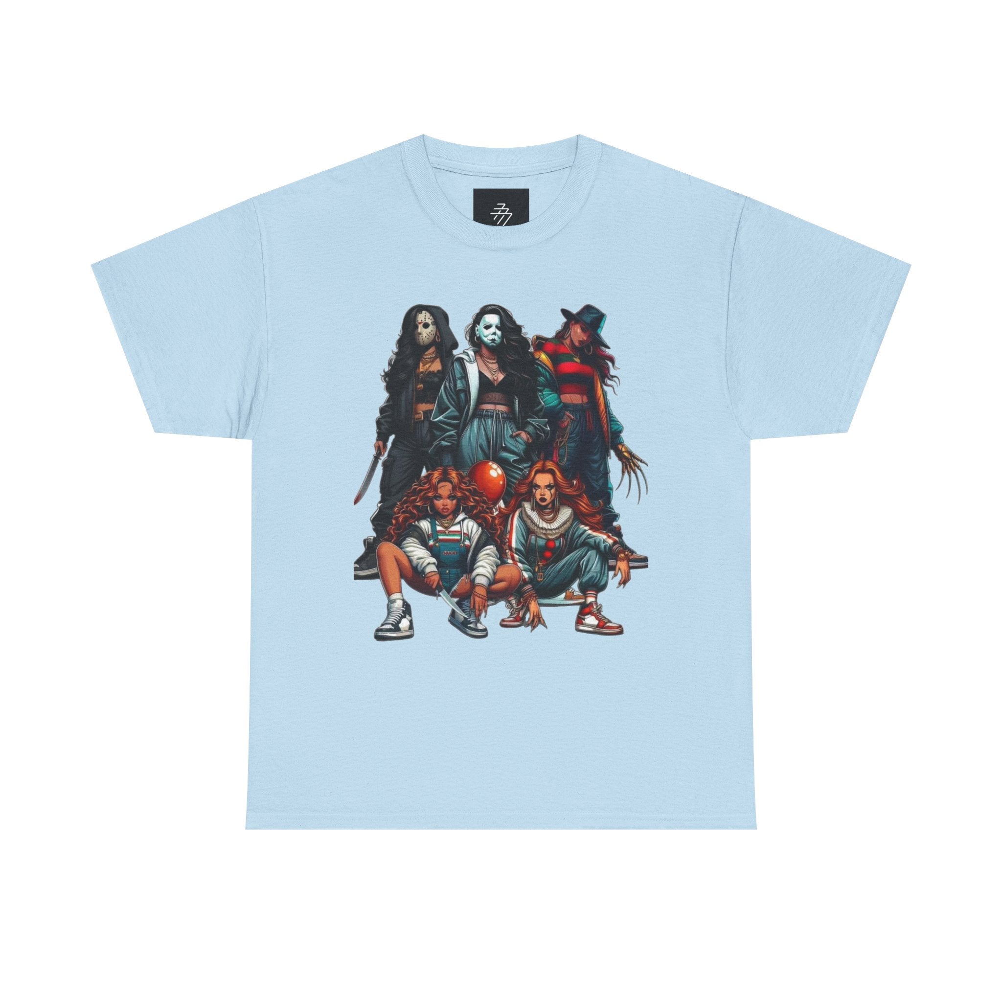 Horror Icons Squad Tee — Retro Slasher Movie Villains Graphic T-Shirt