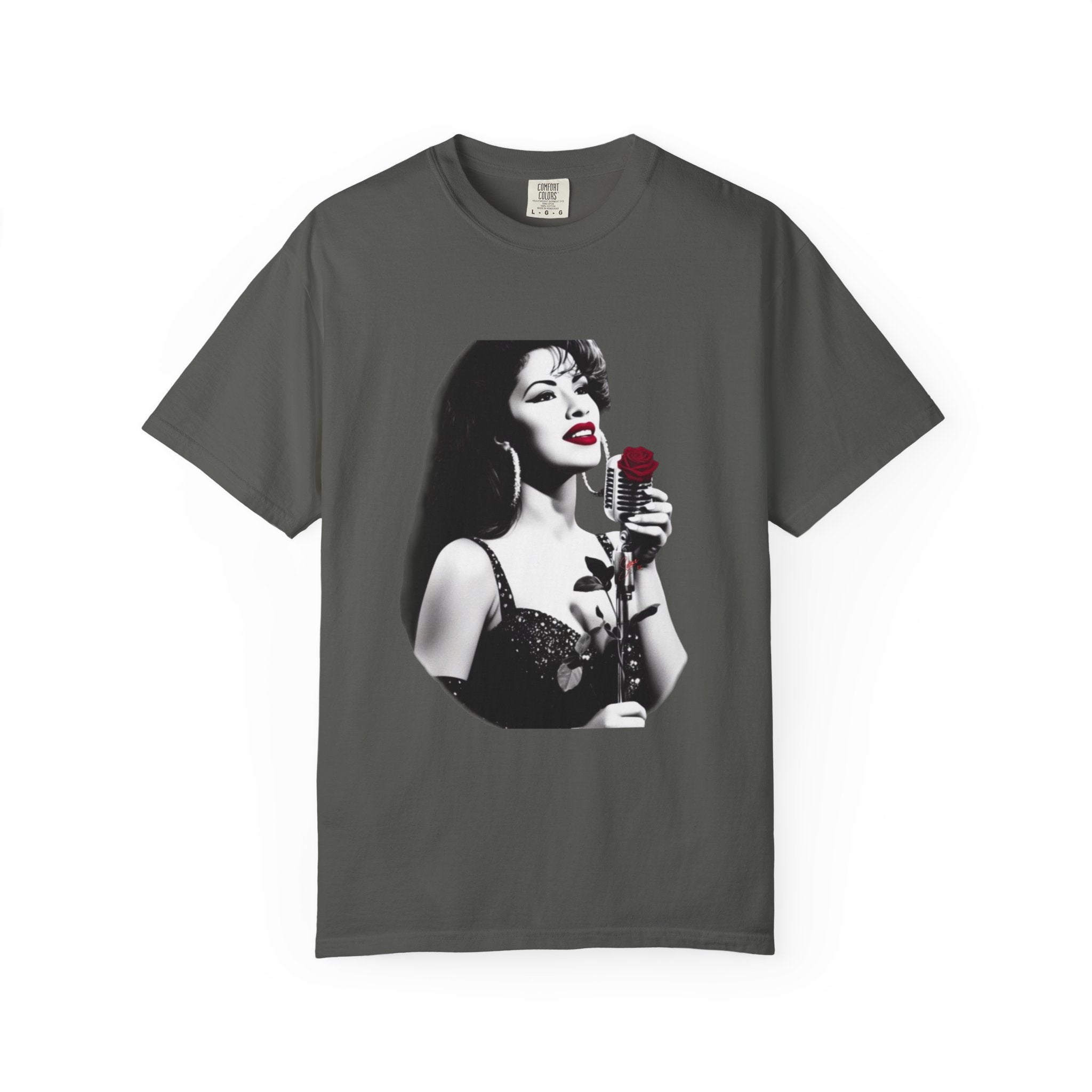 Vintage Pin-Up Singer with Rose T-shirt | Retro Music Art Tee