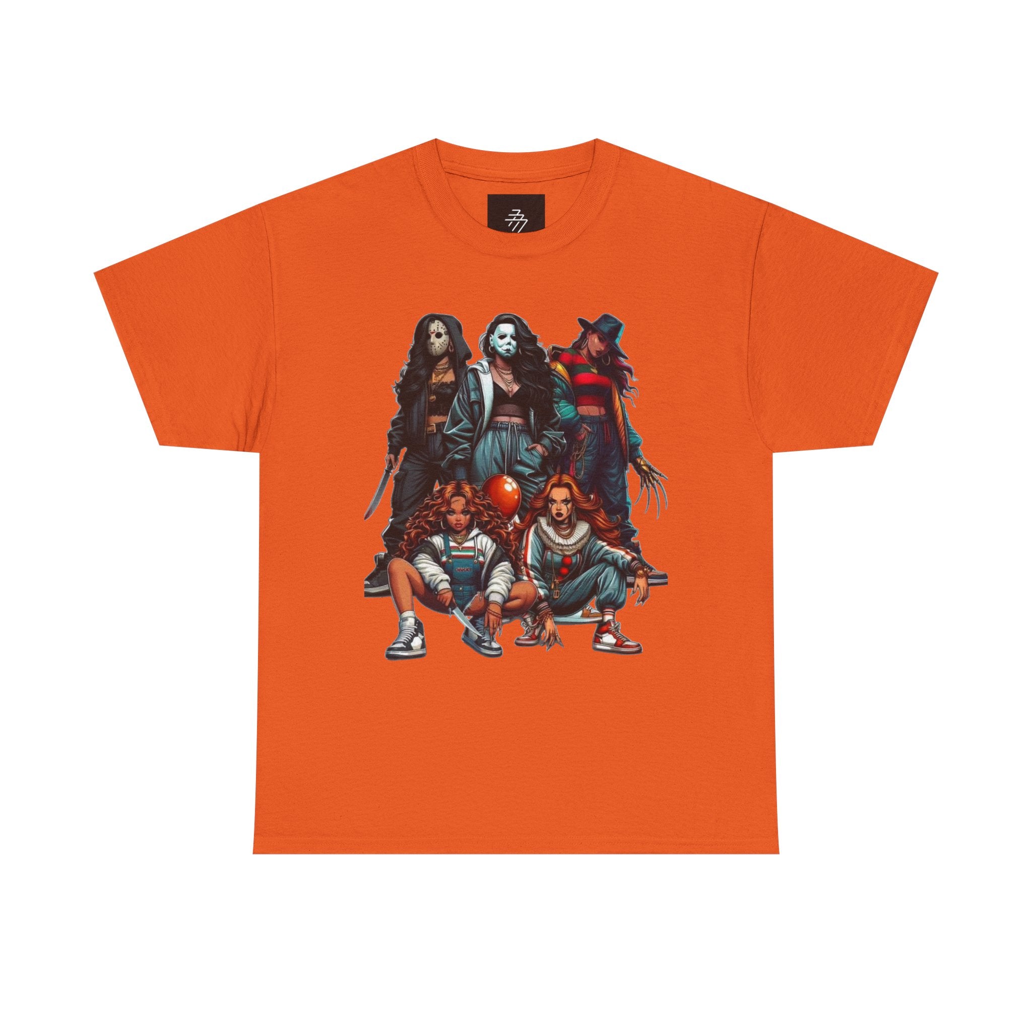 Horror Icons Squad Tee — Retro Slasher Movie Villains Graphic T-Shirt