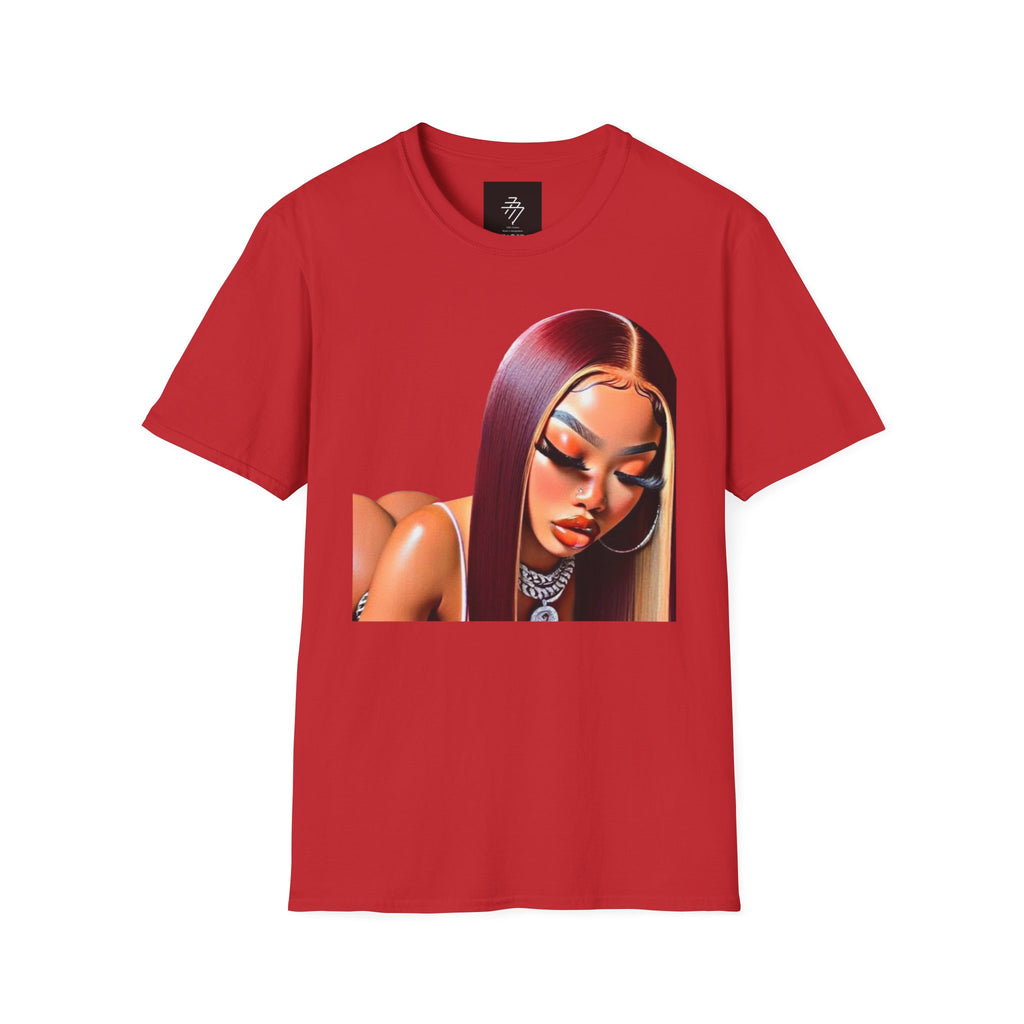 Stylized Black Woman Portrait T-Shirt | Digital Art, Bold Makeup