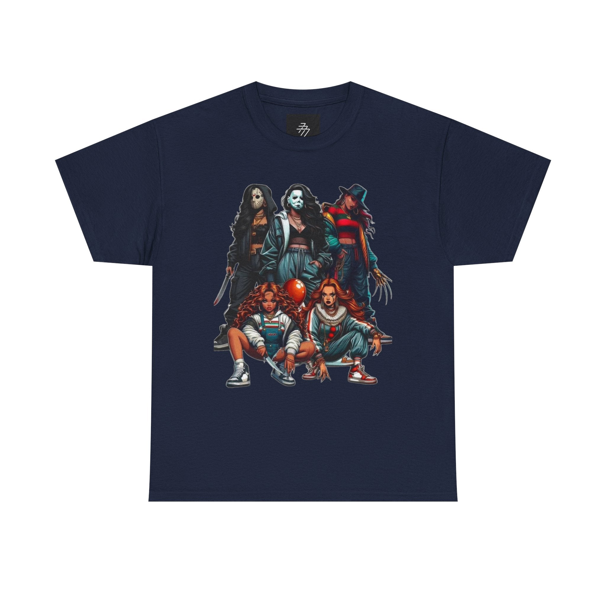 Horror Icons Squad Tee — Retro Slasher Movie Villains Graphic T-Shirt