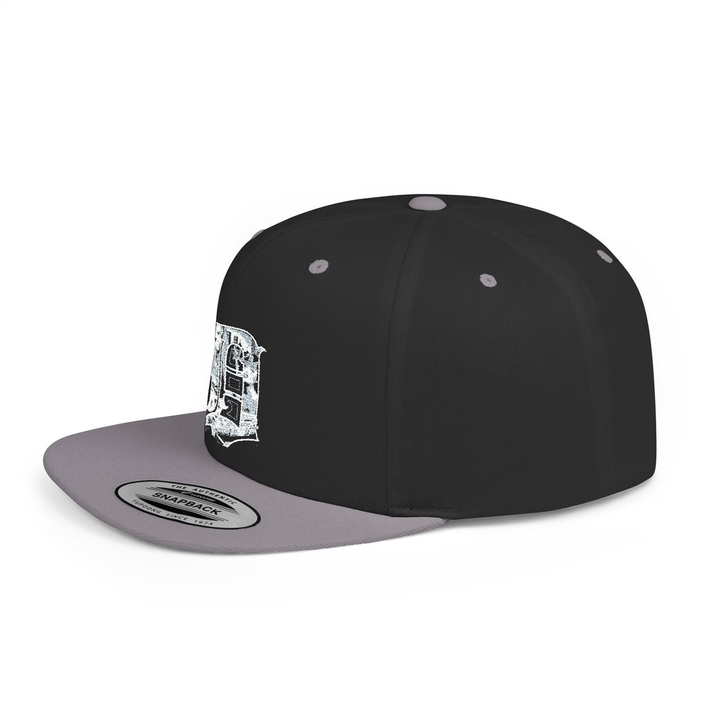 Detroit D Chrome Letter Flat Bill Snapback | Silver Letter D Hat
