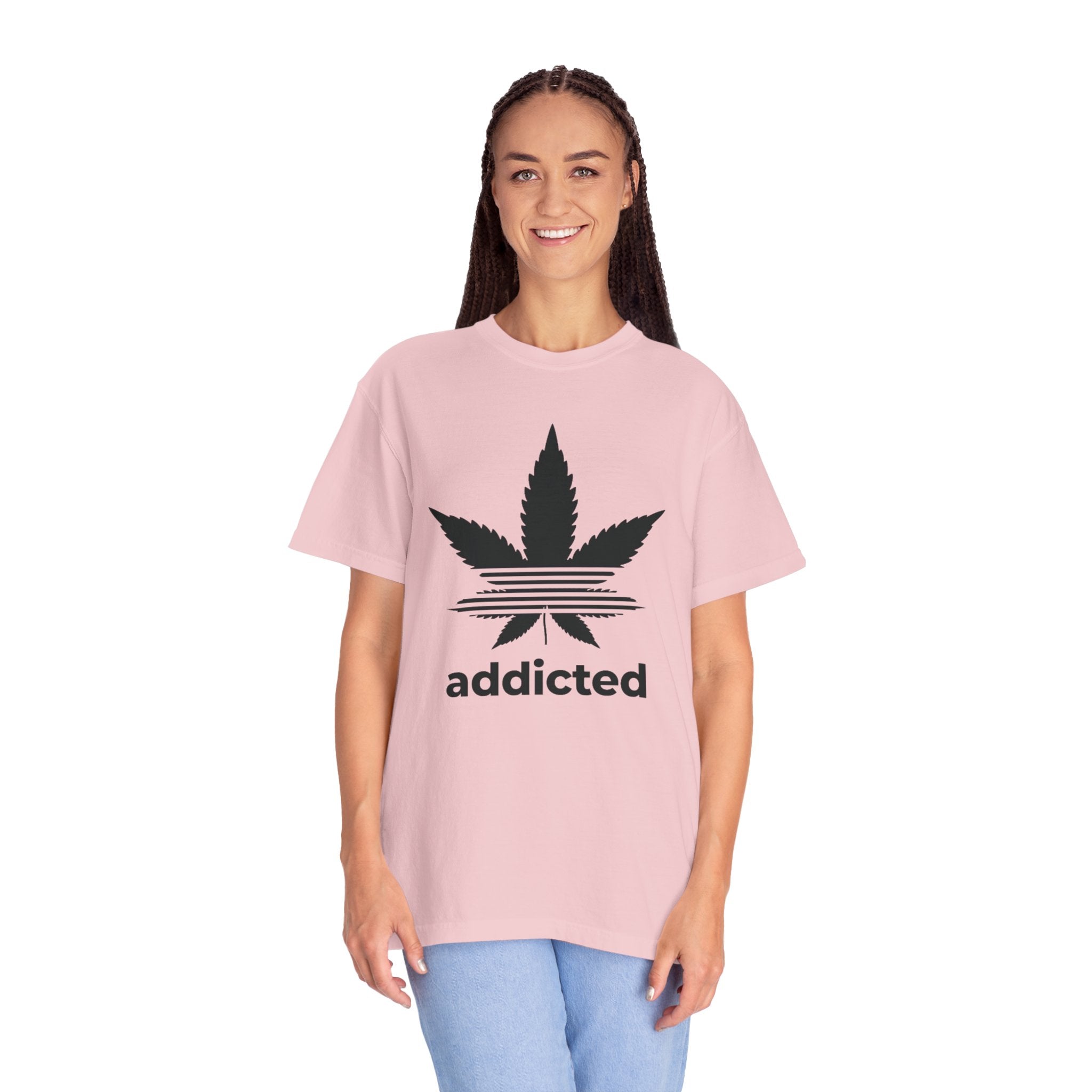 Cannabis Leaf "addicted" T-Shirt | Marijuana Logo Tee