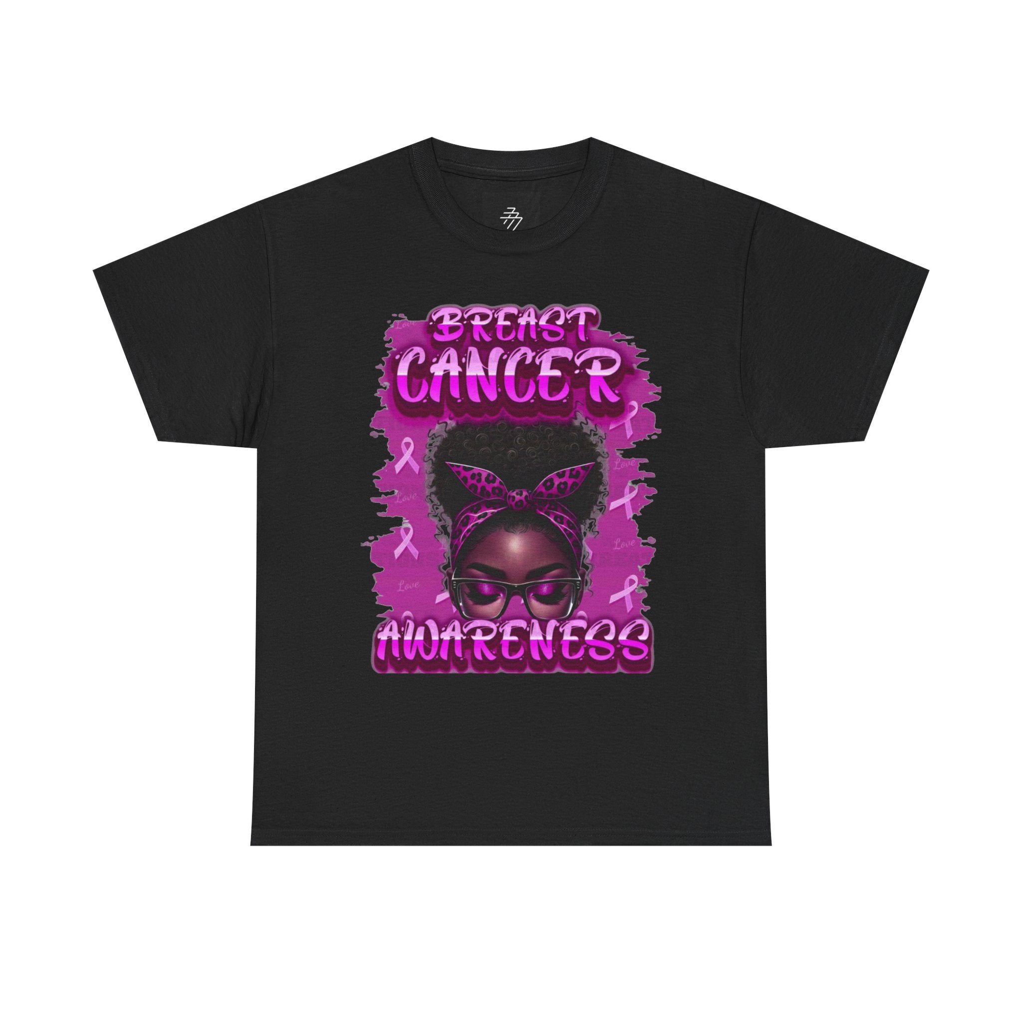 Breast Cancer Awareness Pink Ribbon Afro Girl Graphic T-Shirt