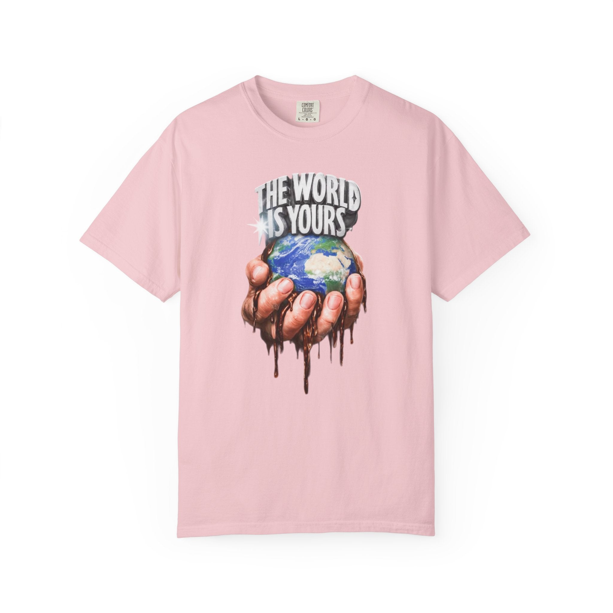 The World Is Yours hands holding earth T-Shirt | Dripping globe graphic