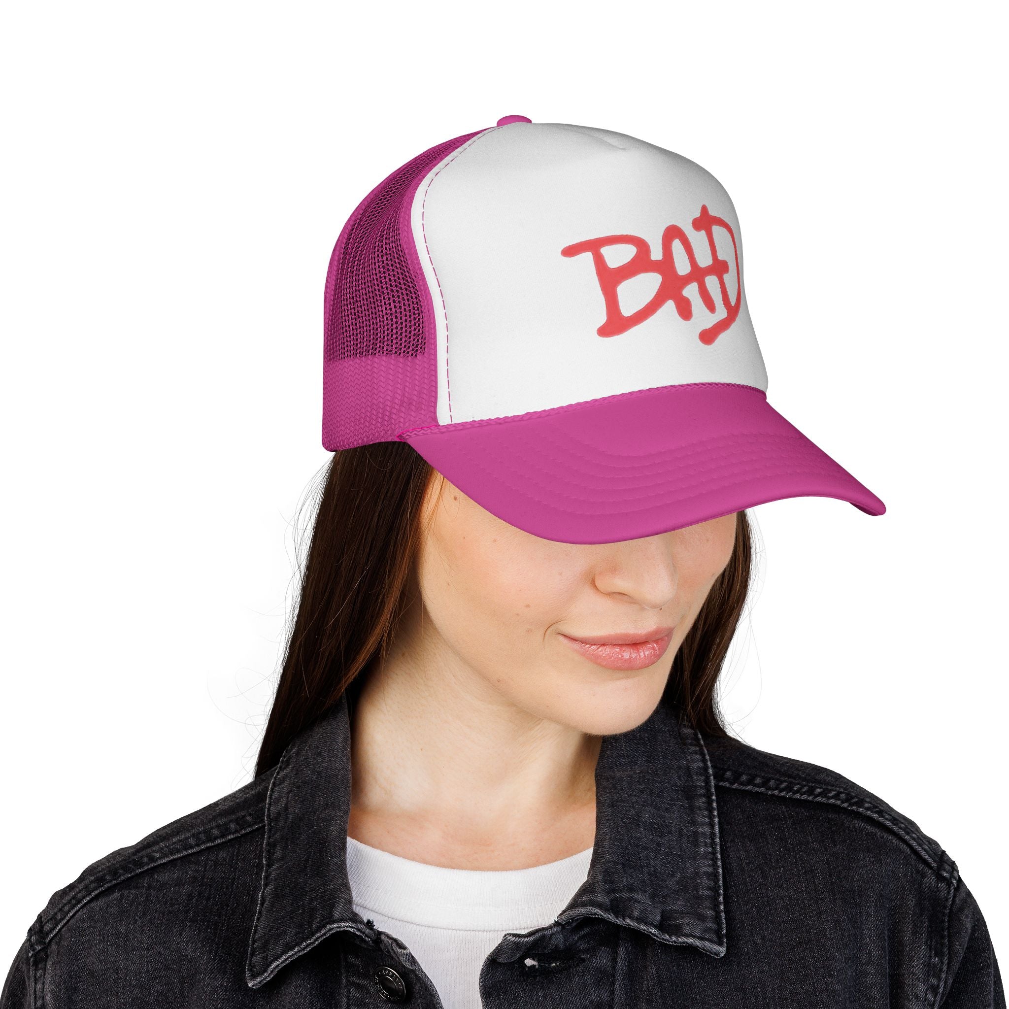 Red 'BAD' Graffiti Trucker Cap | Mesh Baseball Hat