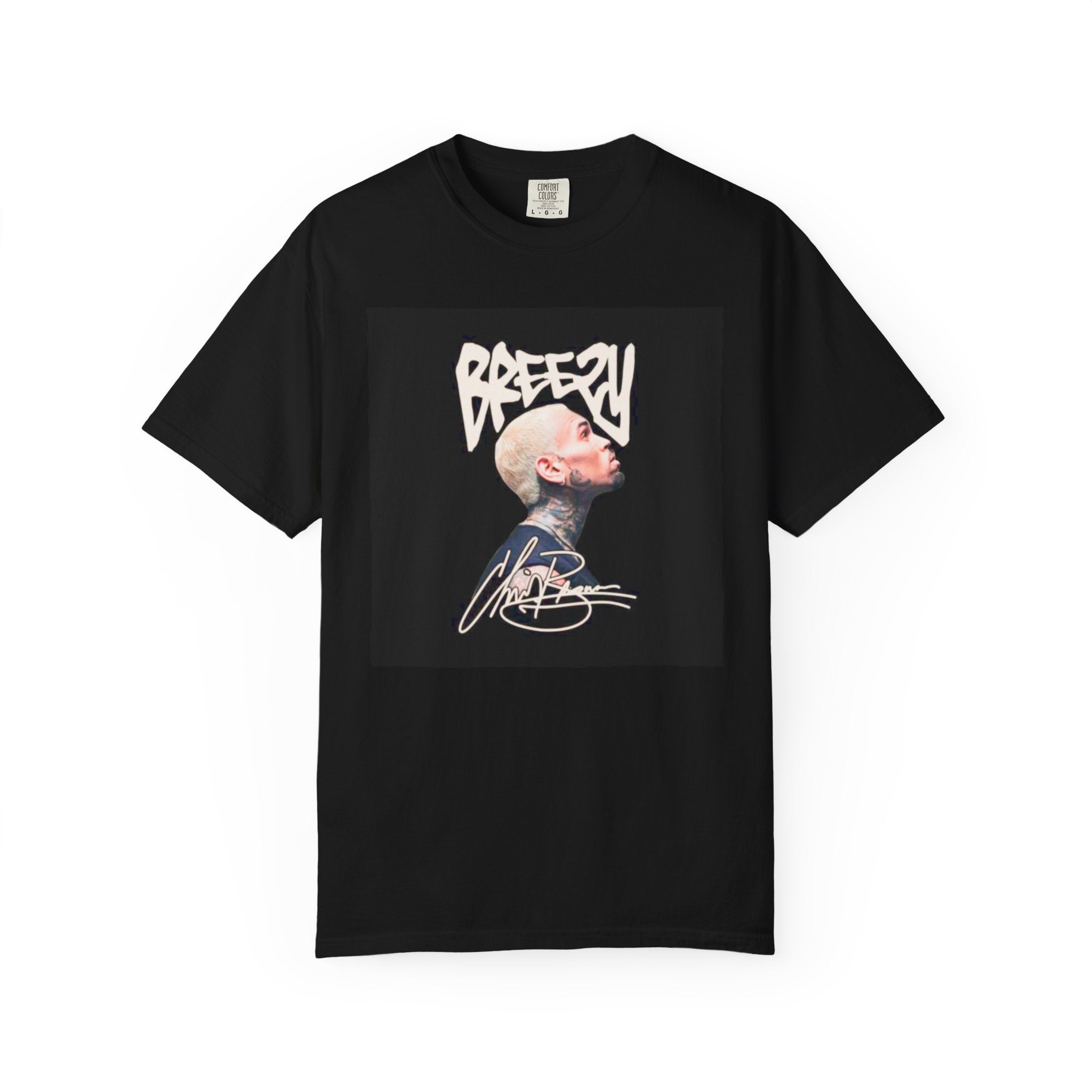 CB Graffiti Portrait T-shirt | Side Profile Photo Print, Back Microphone & Bandana Art