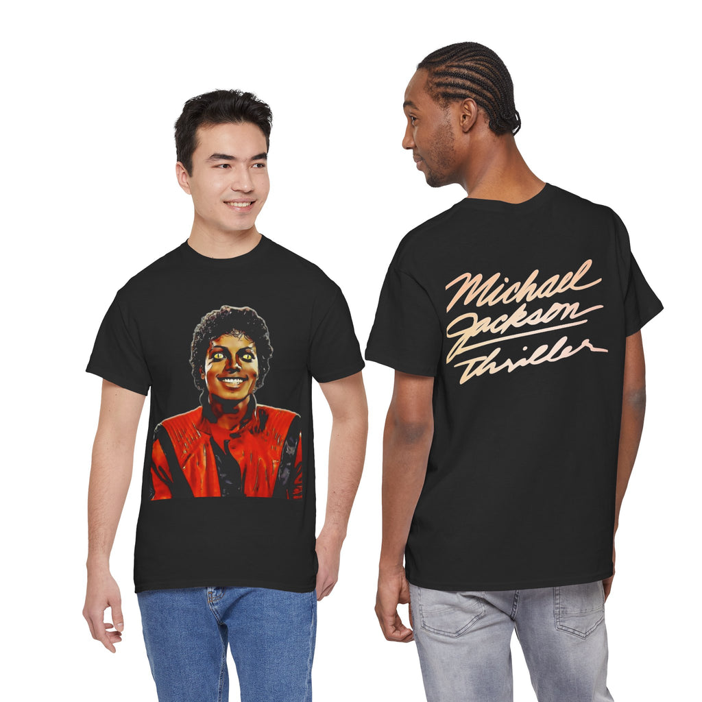 MJ Retro Pop Icon Portrait with 'Thriller' Script Back