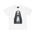 Horror Nun Creepy Smiling Nun Graphic Tee for Halloween & Gothic Fans