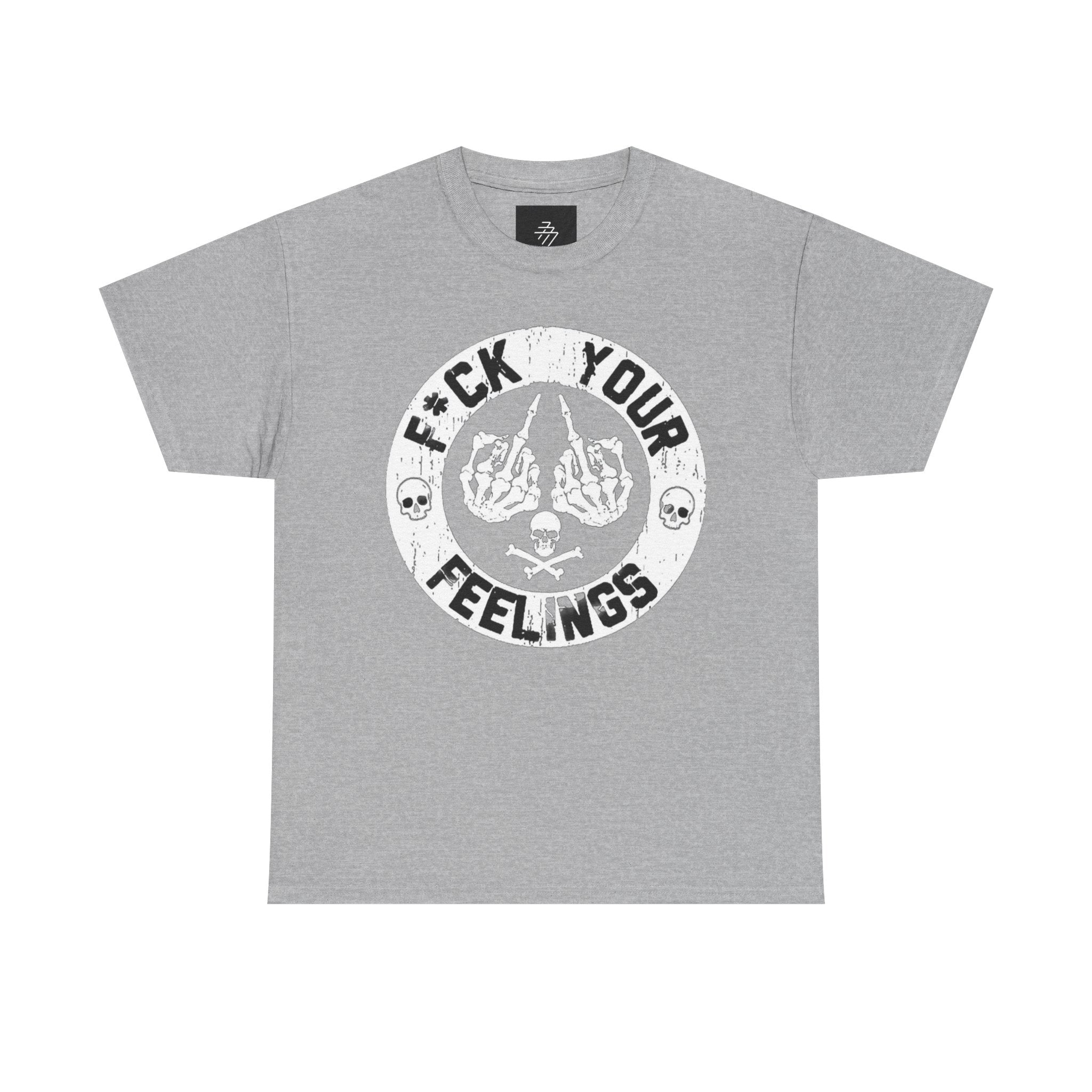 F*ck Your Feelings Graphic Tee — Punk Skull Crossed Hands Shirt