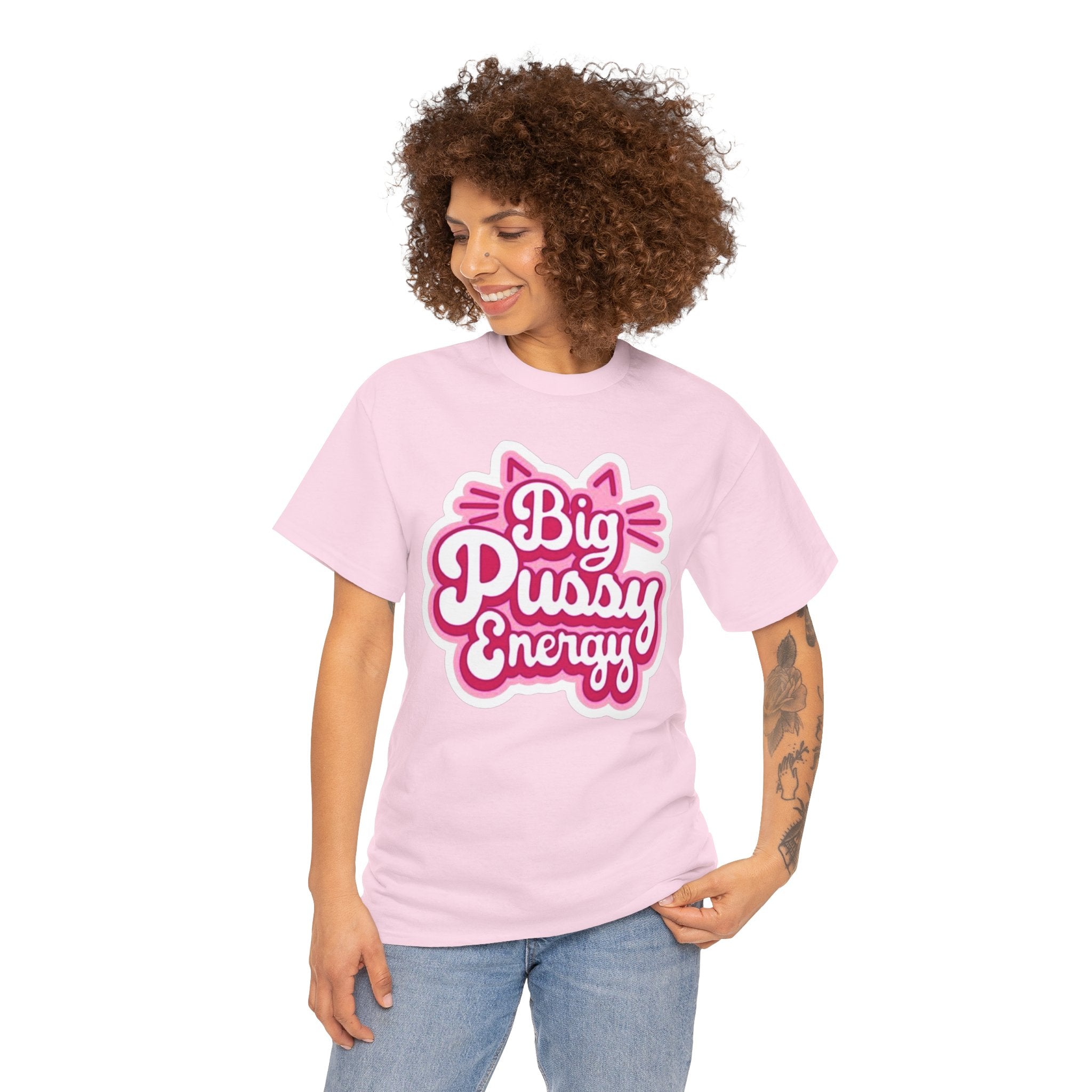 Big Pussy Energy T-Shirt | Cat Ears Script Graphic