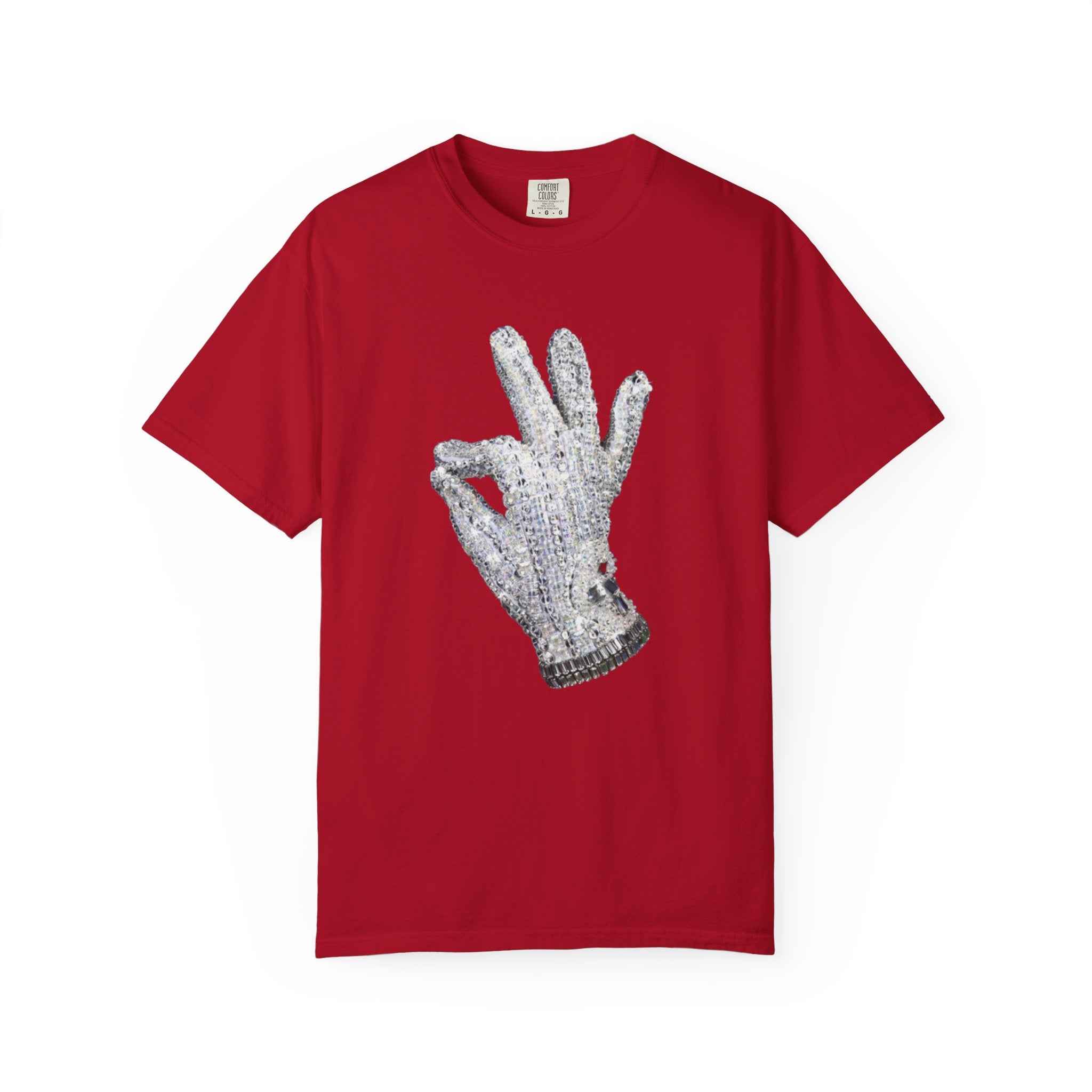 Sequined Glove Illustration T-Shirt | Signature Script Back