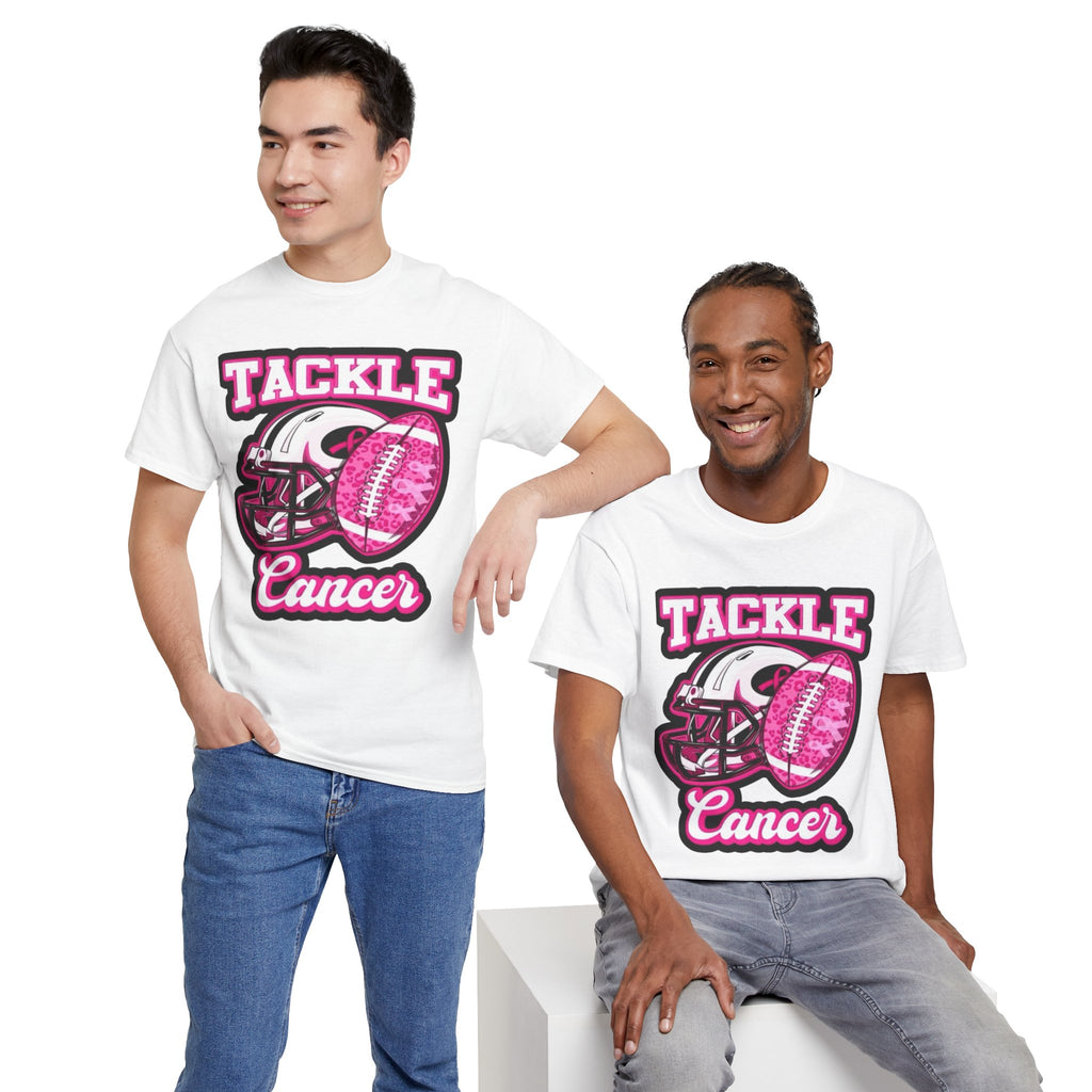 "Tackle Cancer" Pink Football Helmet & Ball Awareness Tee