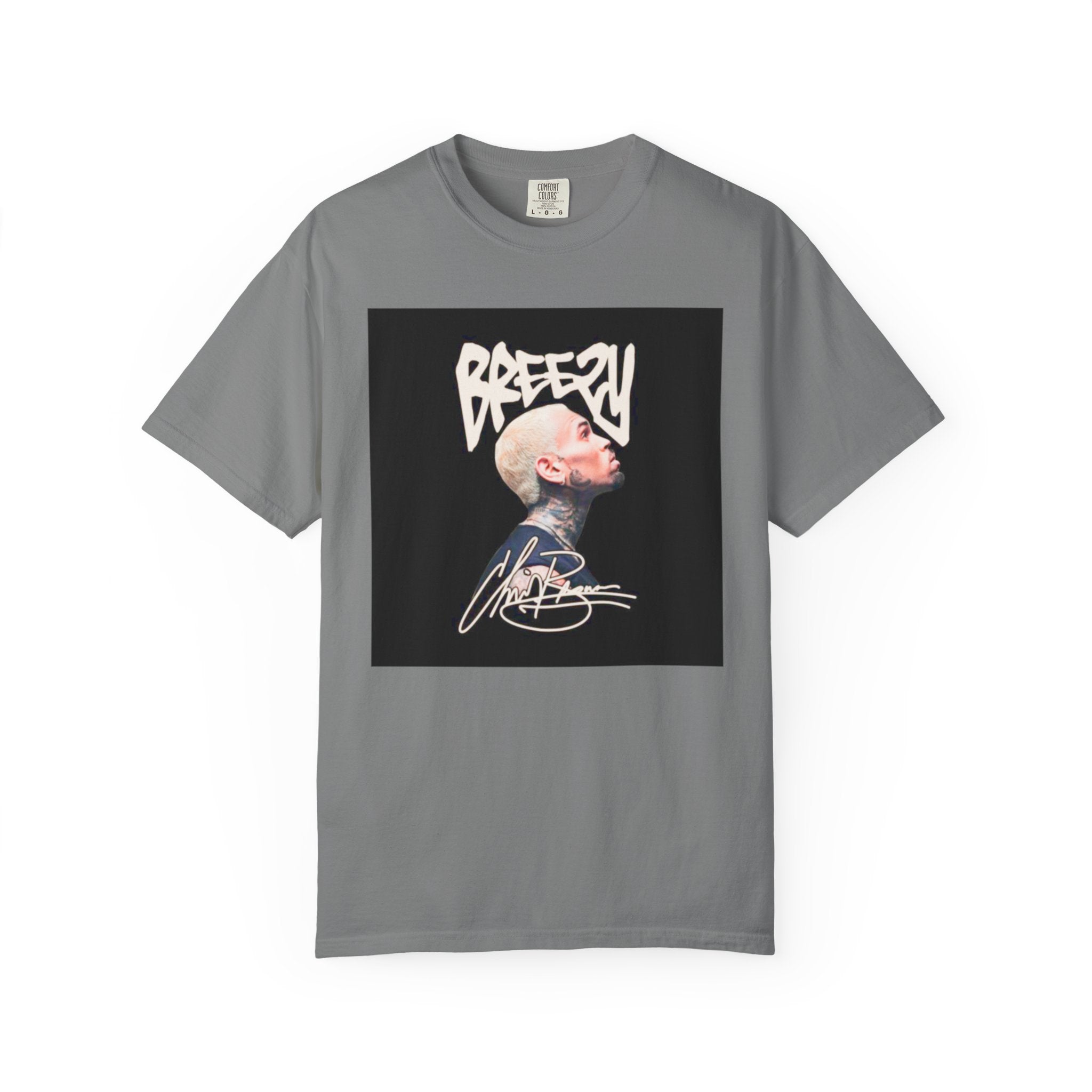 CB Graffiti Portrait T-shirt | Side Profile Photo Print, Back Microphone & Bandana Art