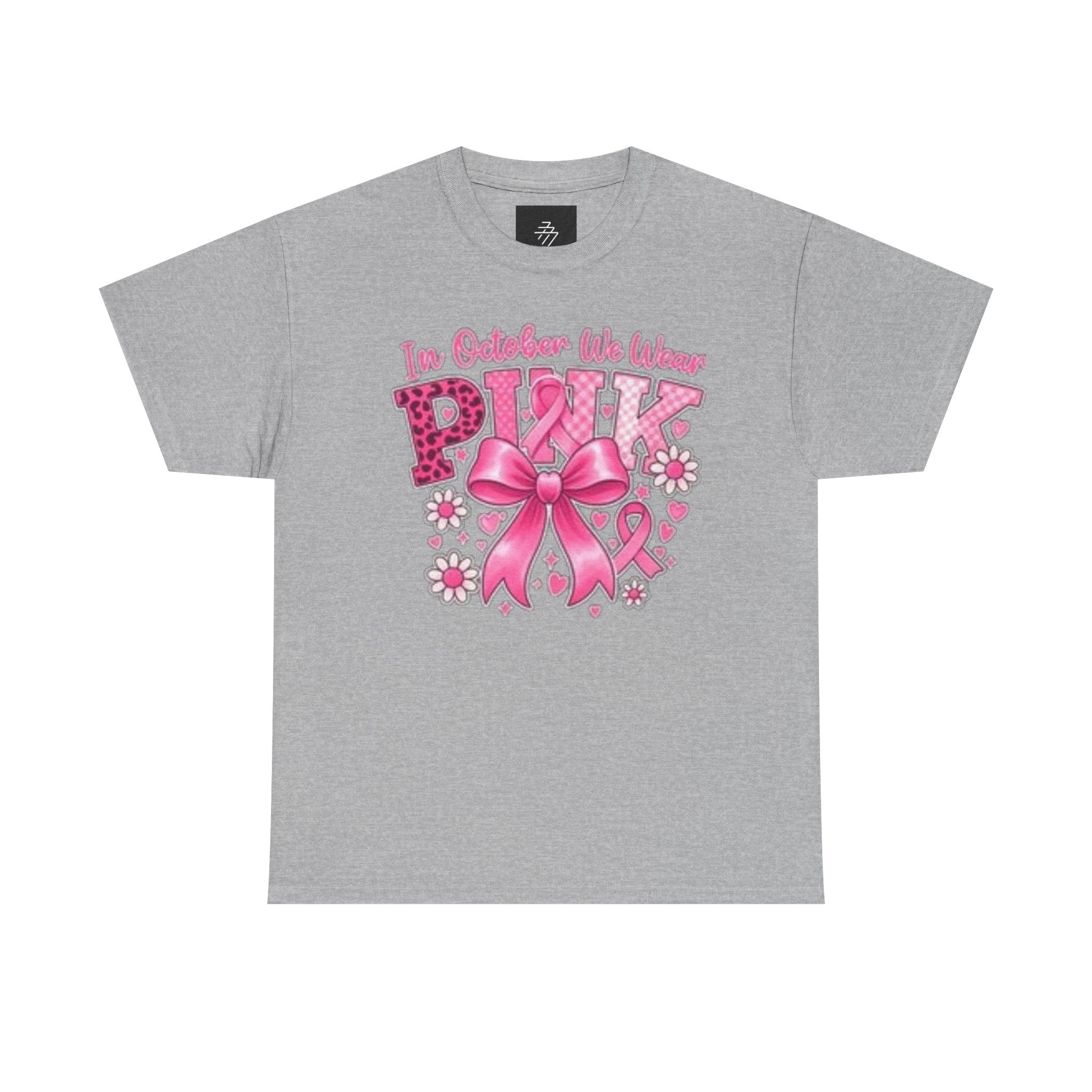 Breast Cancer Awareness In October We Wear Pink' Ribbon Floral T-Shirt