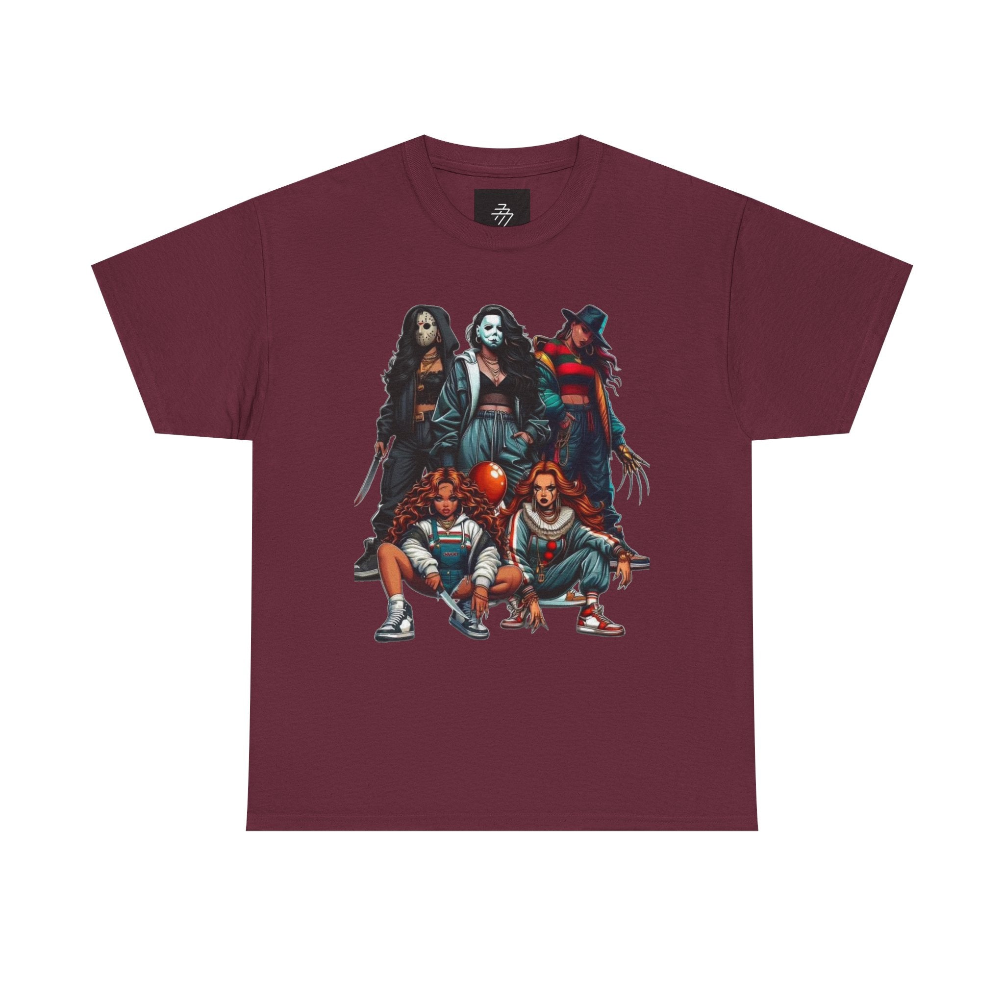Horror Icons Squad Tee — Retro Slasher Movie Villains Graphic T-Shirt