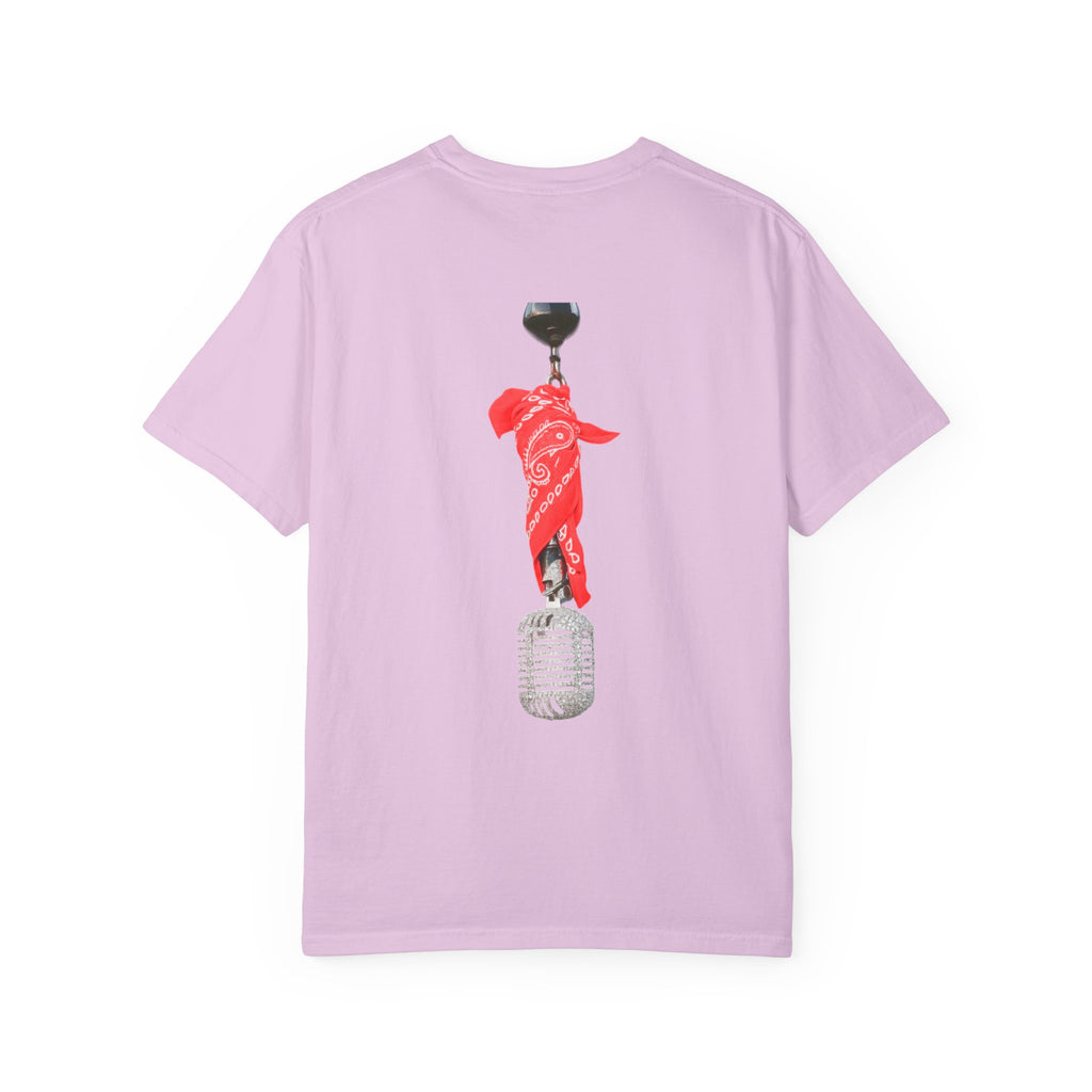 CB Graffiti Portrait T-shirt | Side Profile Photo Print, Back Microphone & Bandana Art