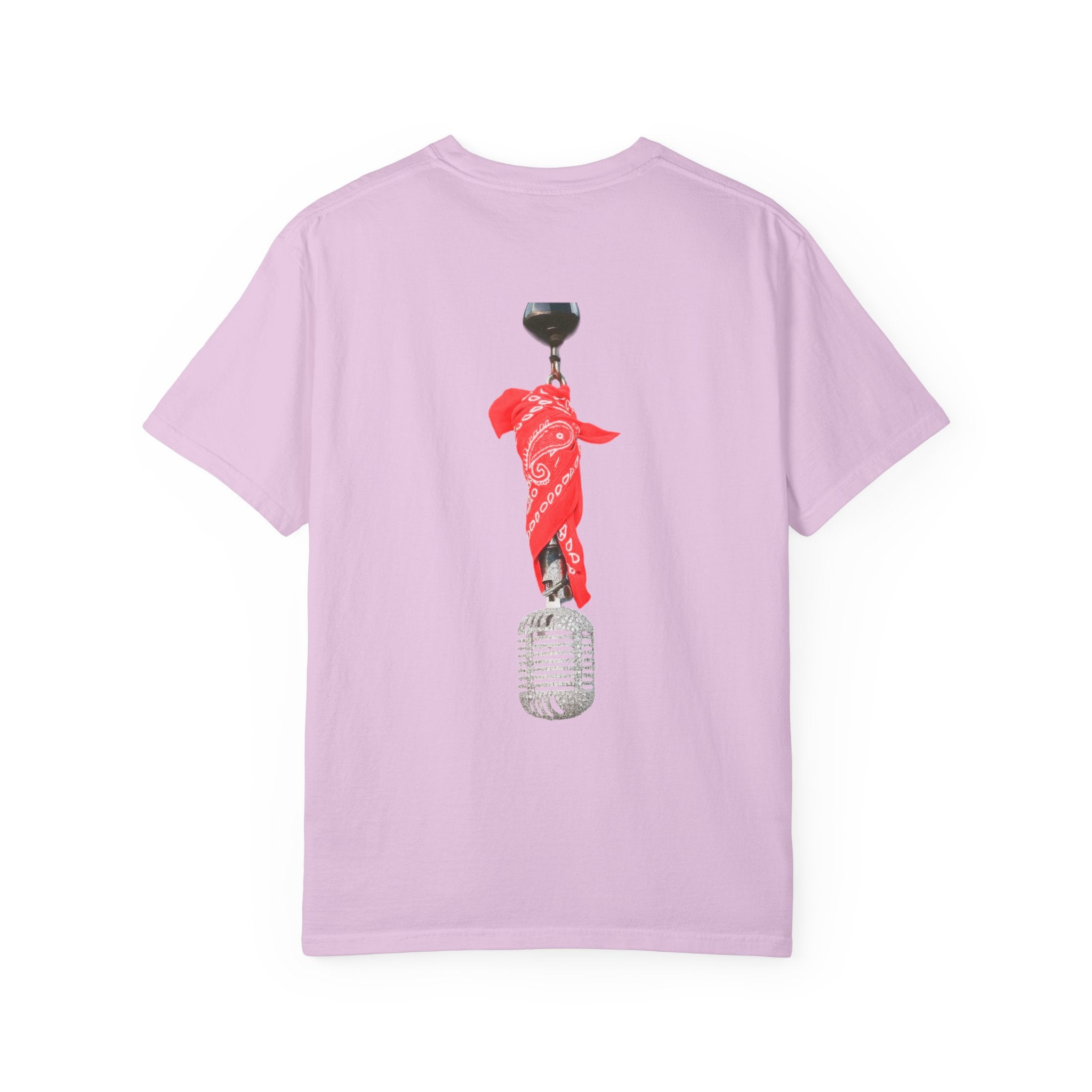 CB Graffiti Portrait T-shirt | Side Profile Photo Print, Back Microphone & Bandana Art