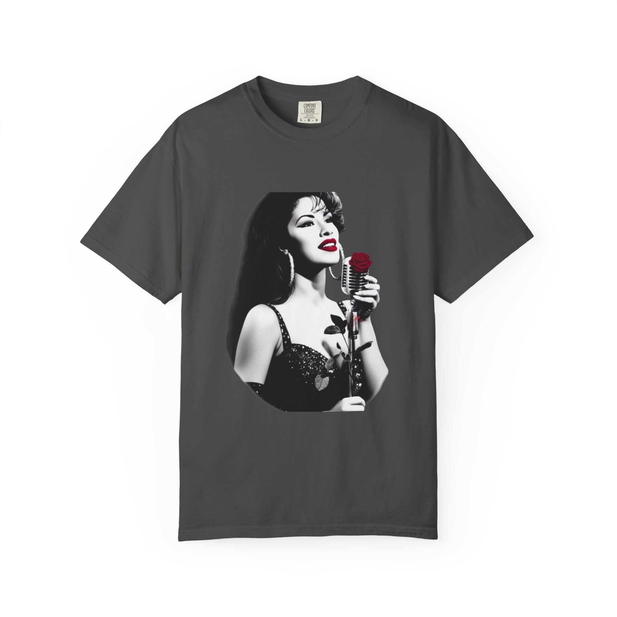 Vintage Pin-Up Singer with Rose T-shirt | Retro Music Art Tee