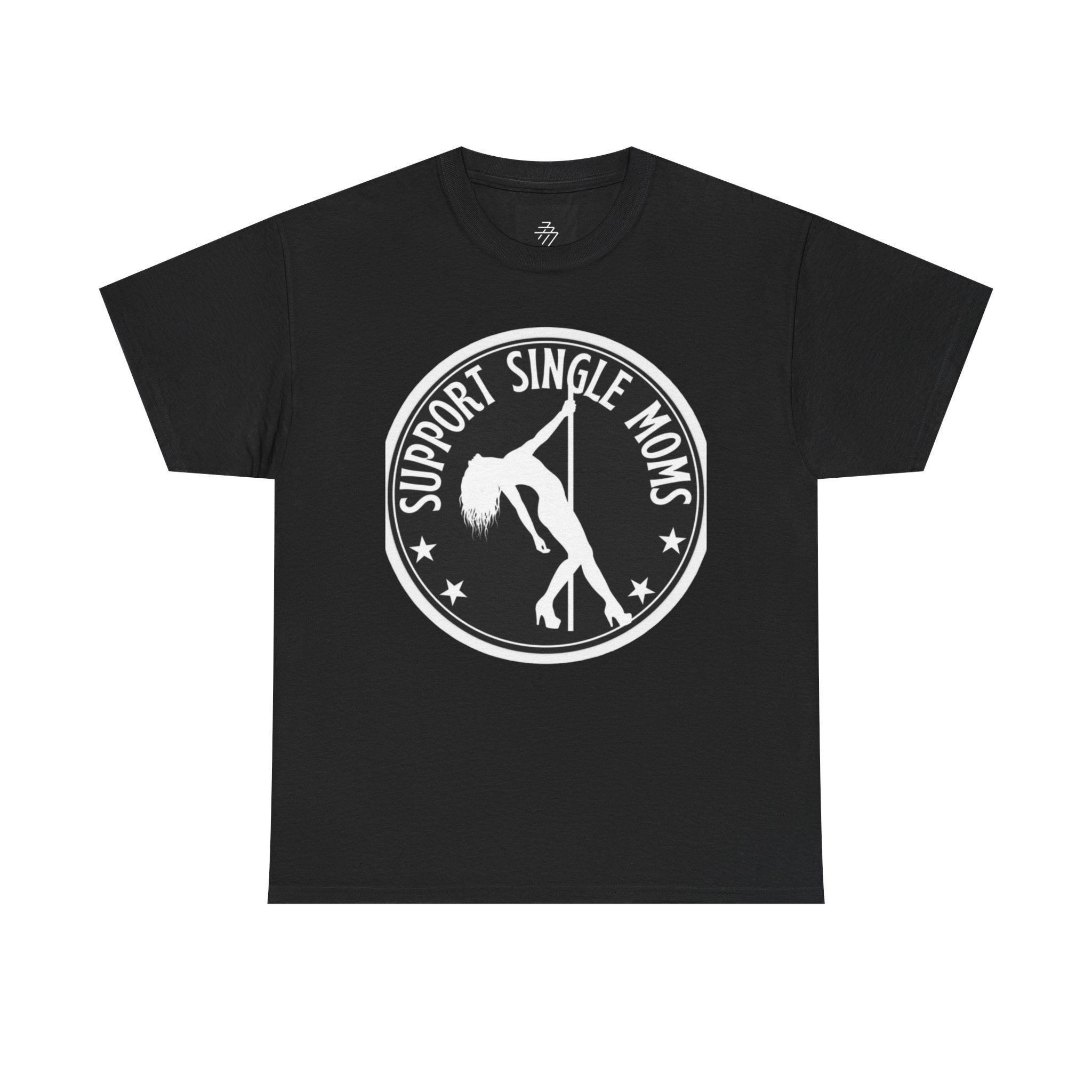 Support Single Moms Tee - Retro Pole Dancer Circle Logo T-Shirt