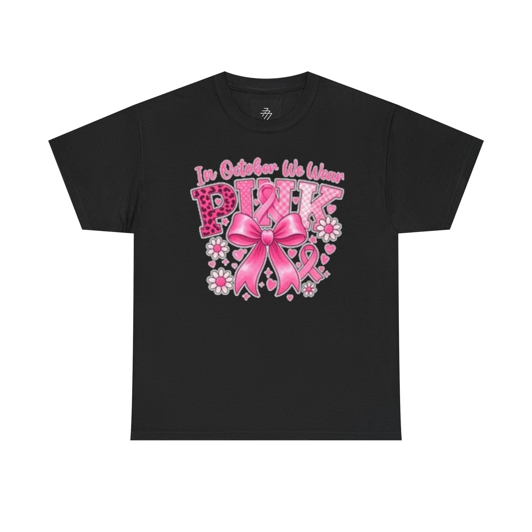 Breast Cancer Awareness In October We Wear Pink' Ribbon Floral T-Shirt