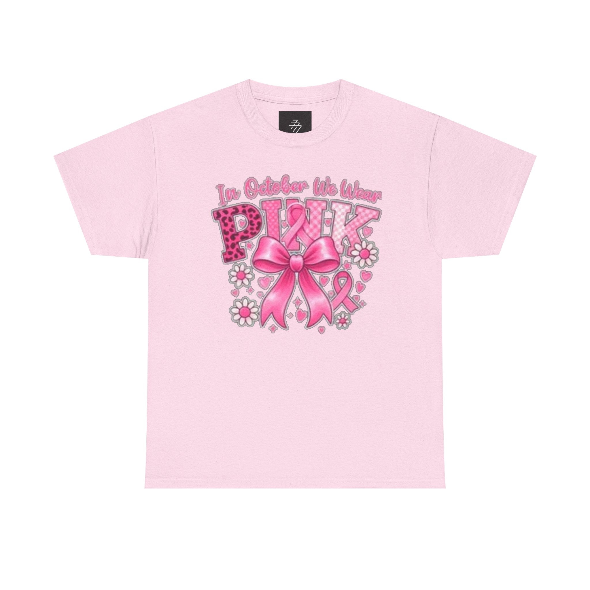 Breast Cancer Awareness In October We Wear Pink' Ribbon Floral T-Shirt