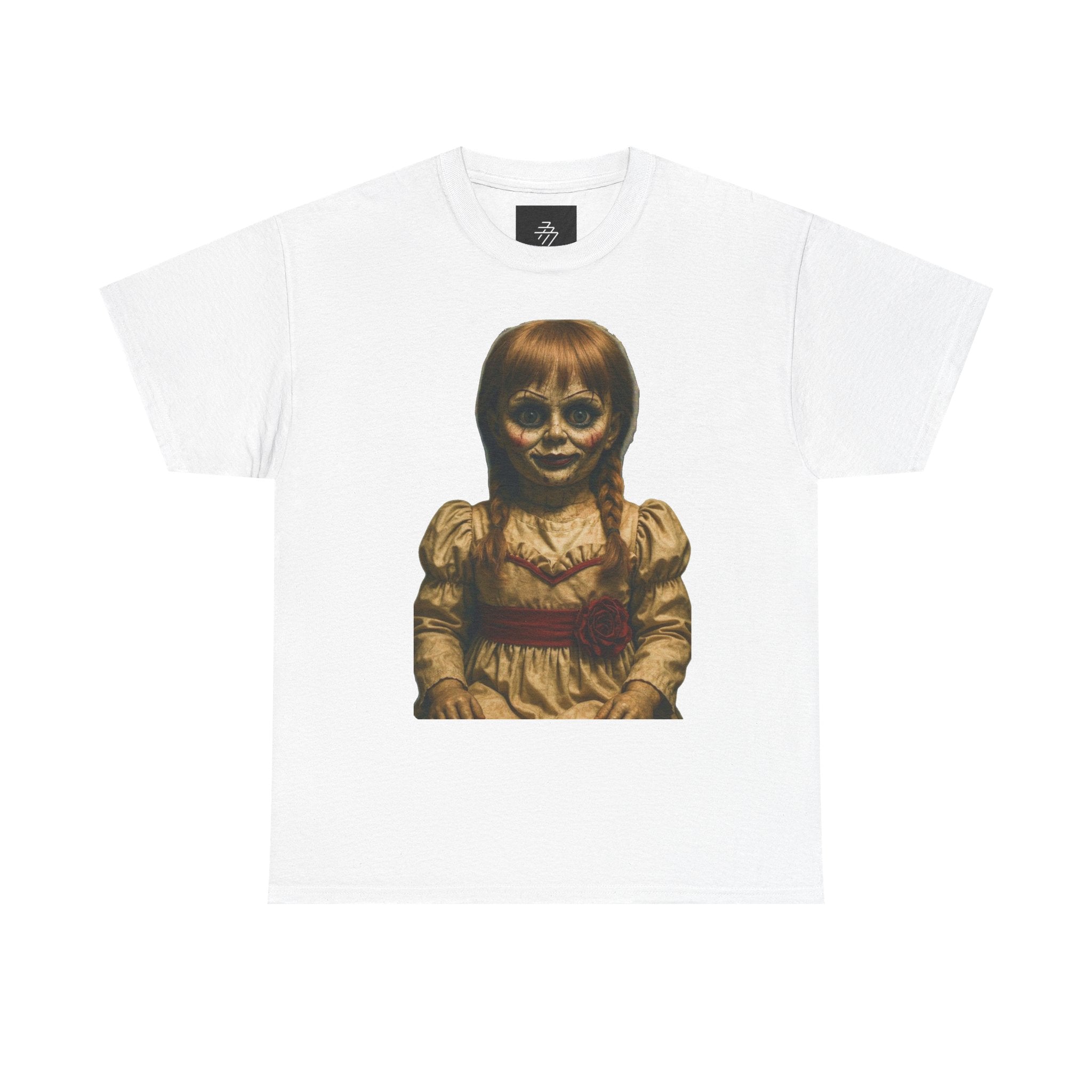 Horror Doll Graphic Tee — Vintage Annabelle-Style Scary Doll T-Shirt