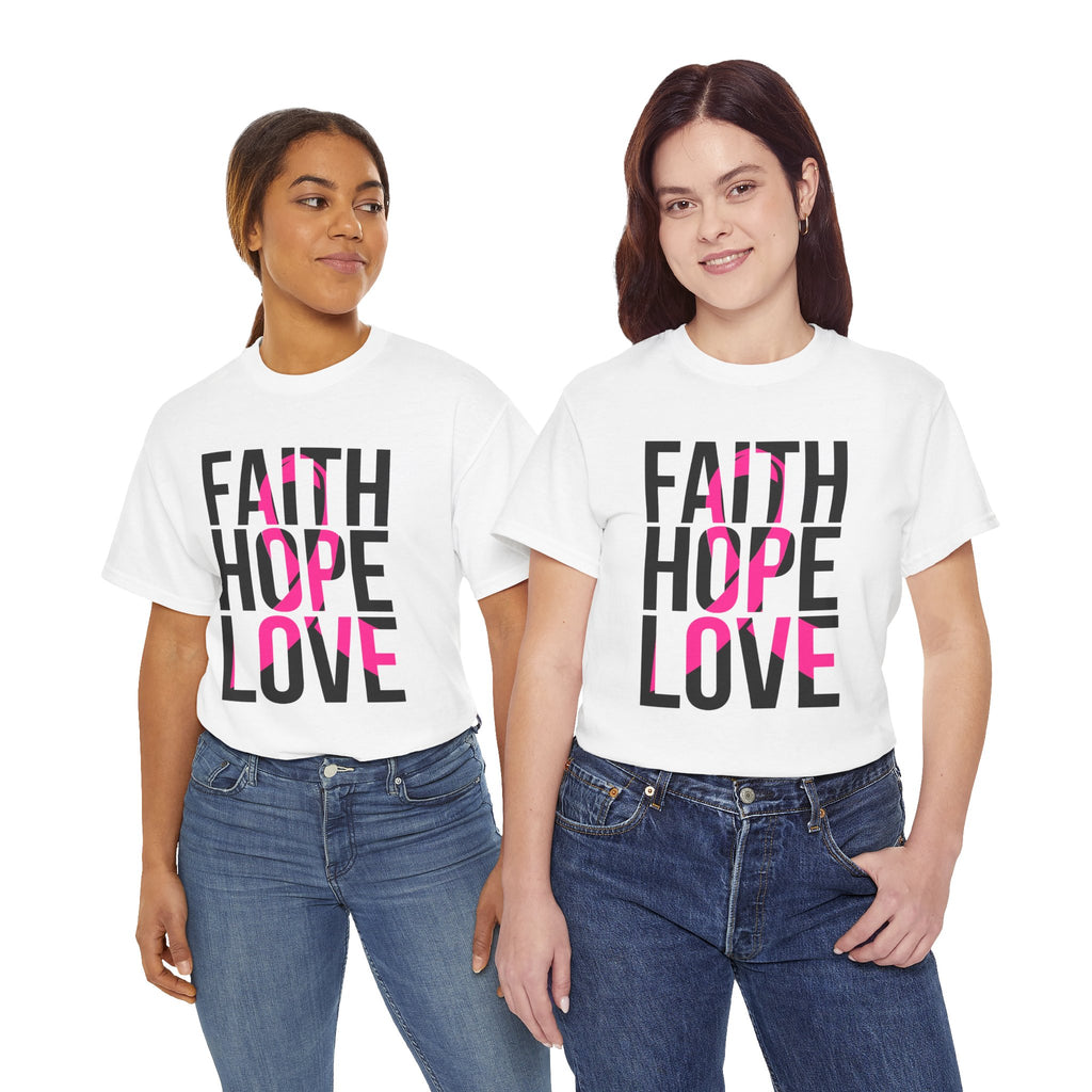 Faith Hope Love Inspirational Quote Tee (Pink Accent)