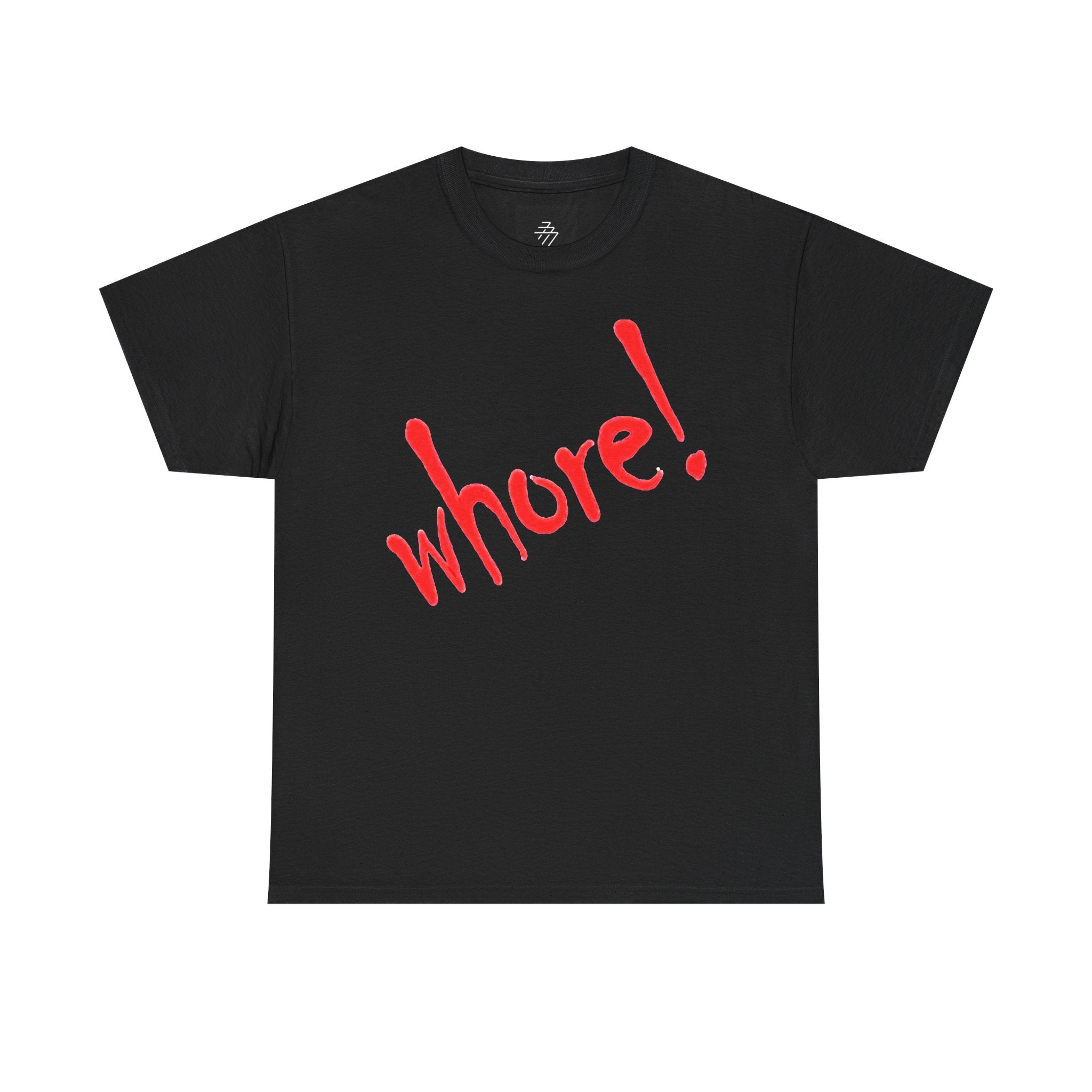 Graphic Tee — Bold Red "whore!" Script Shirt