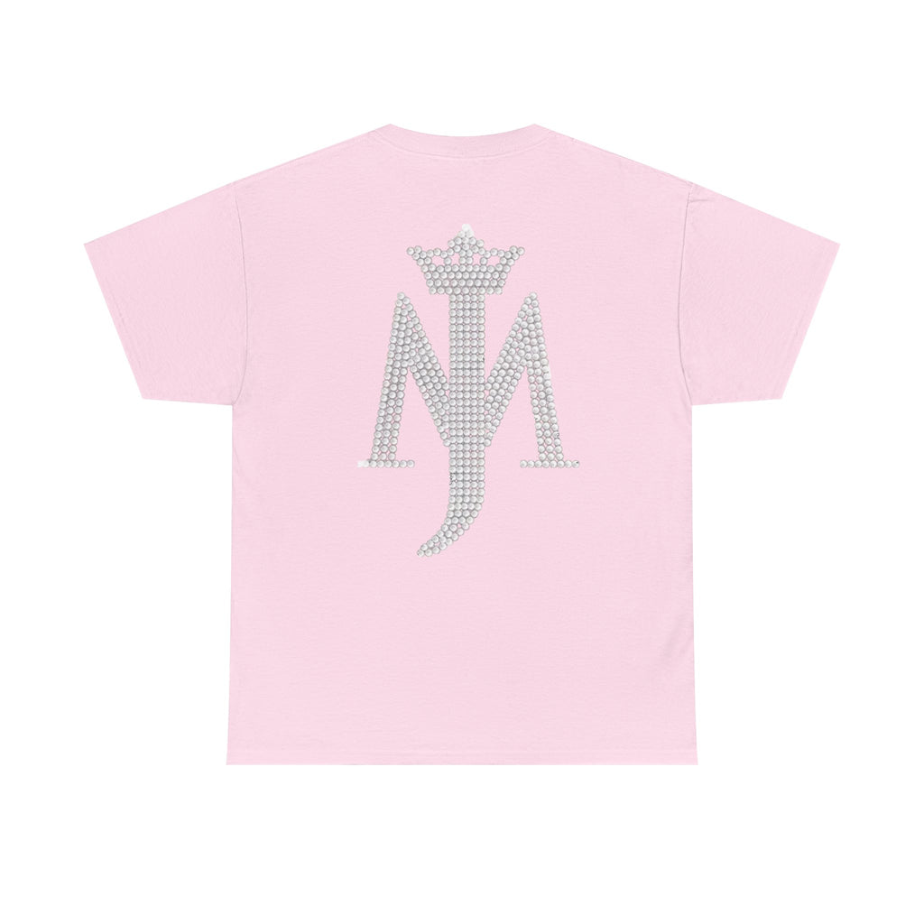 Rhinestone Crown Logo Tee — Vintage Pop Icon Portrait T-Shirt