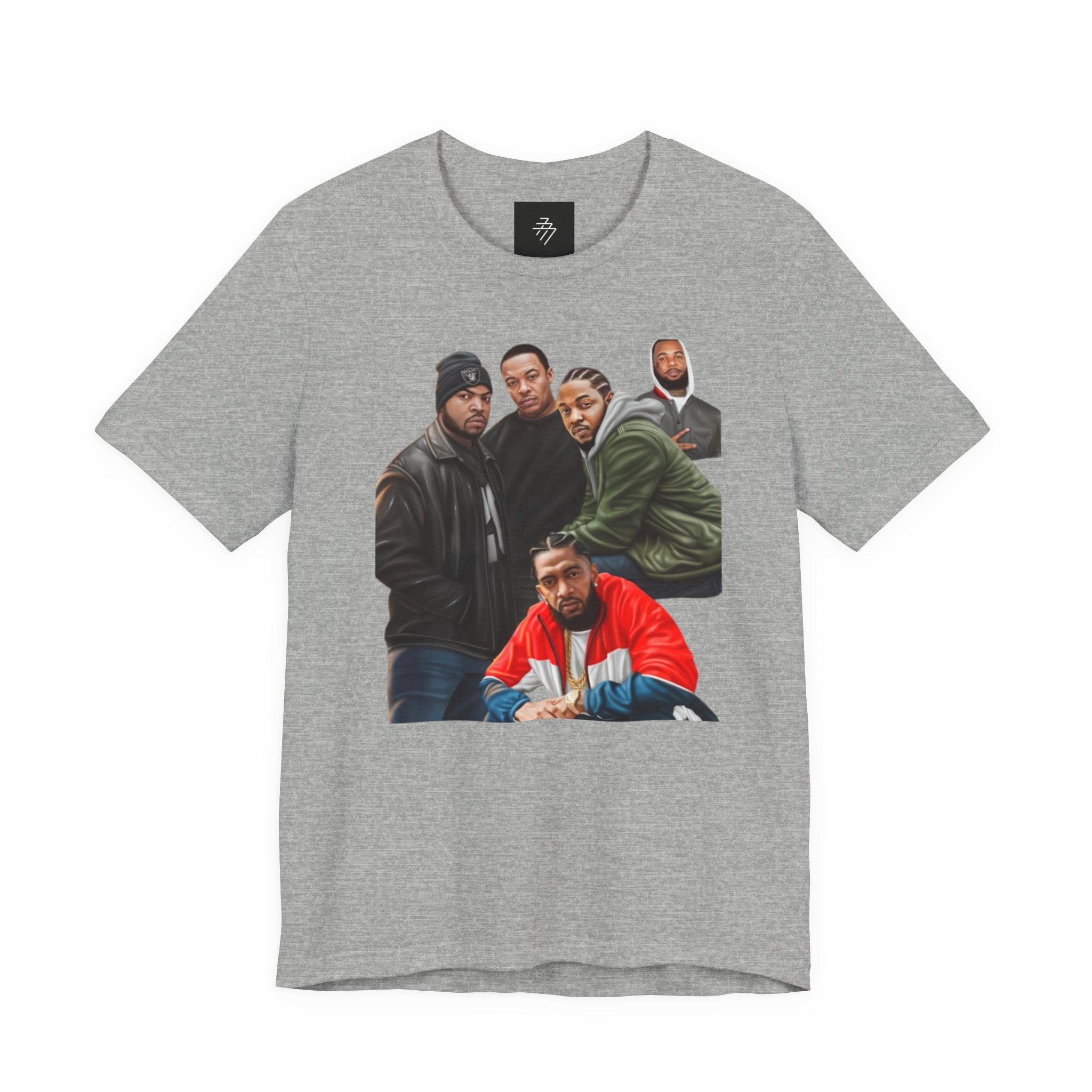 90s Hip Hop Group Illustration T-Shirt | LA Logo Back Print Tee