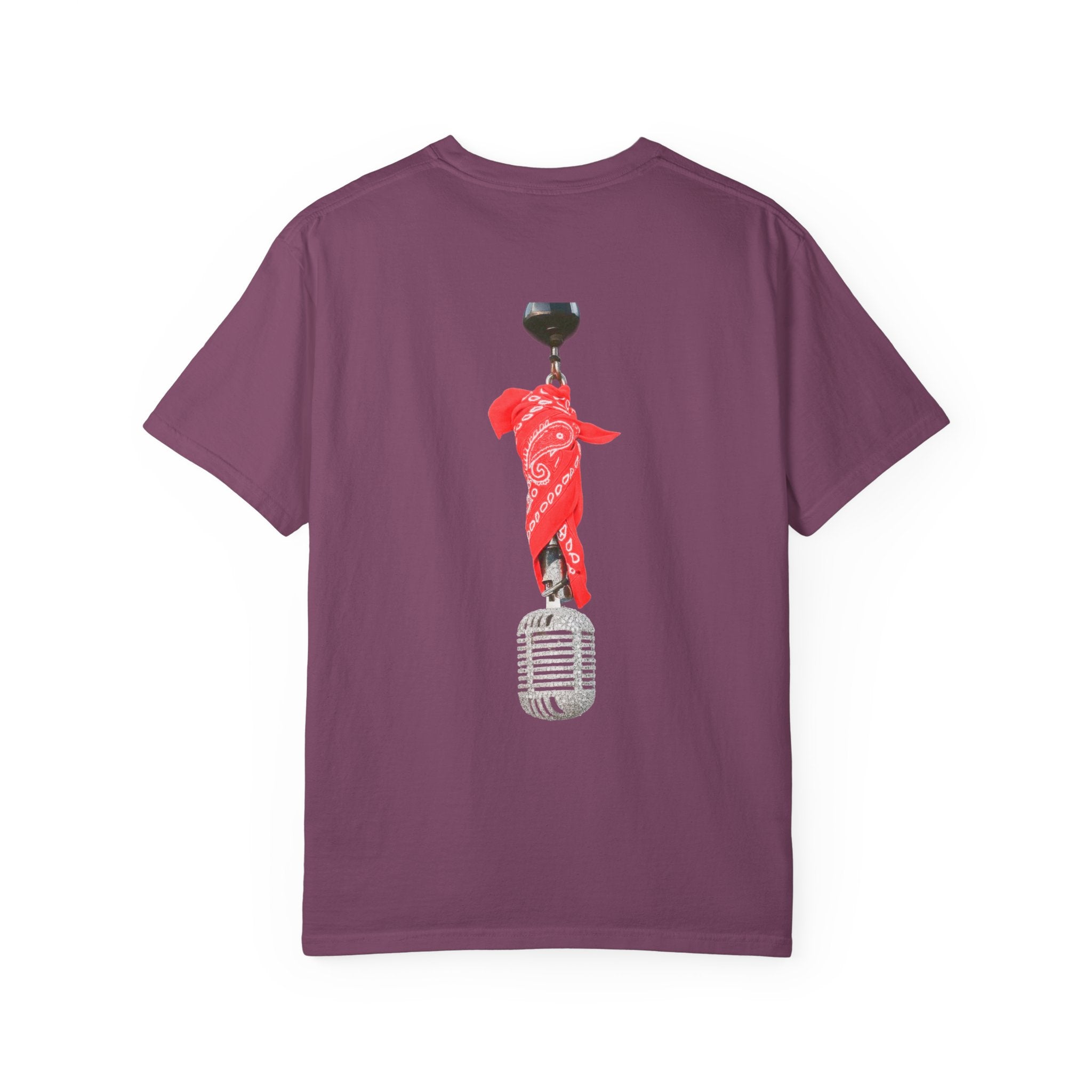 CB Graffiti Portrait T-shirt | Side Profile Photo Print, Back Microphone & Bandana Art
