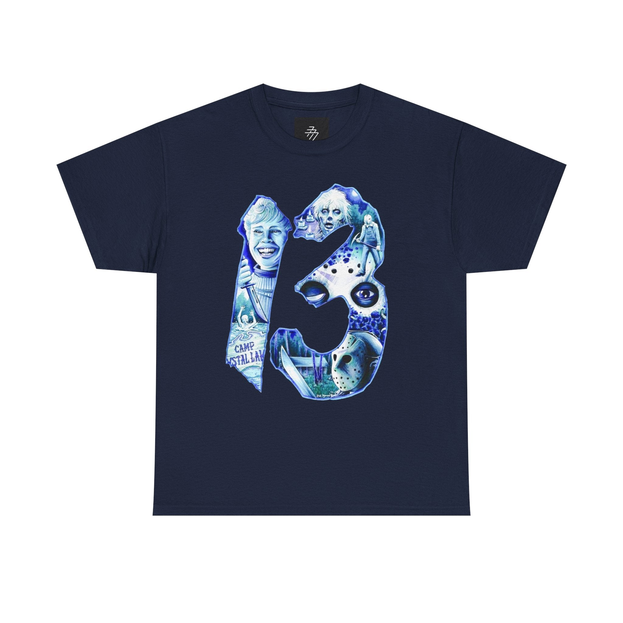 Friday The 13TH Horror T-Shirt — Blue Vintage Creepy Portrait Graphic Tee