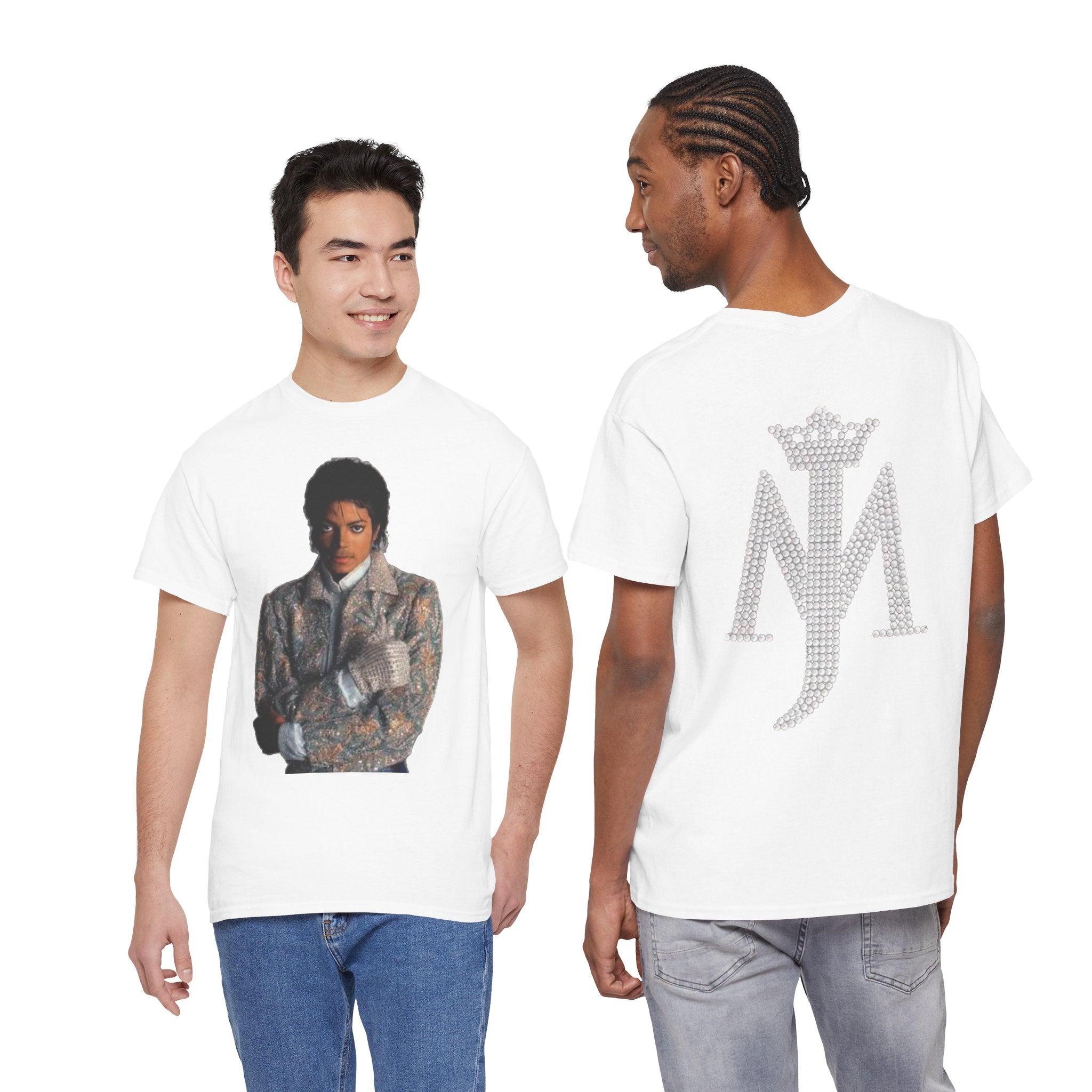Rhinestone Crown Logo Tee — Vintage Pop Icon Portrait T-Shirt