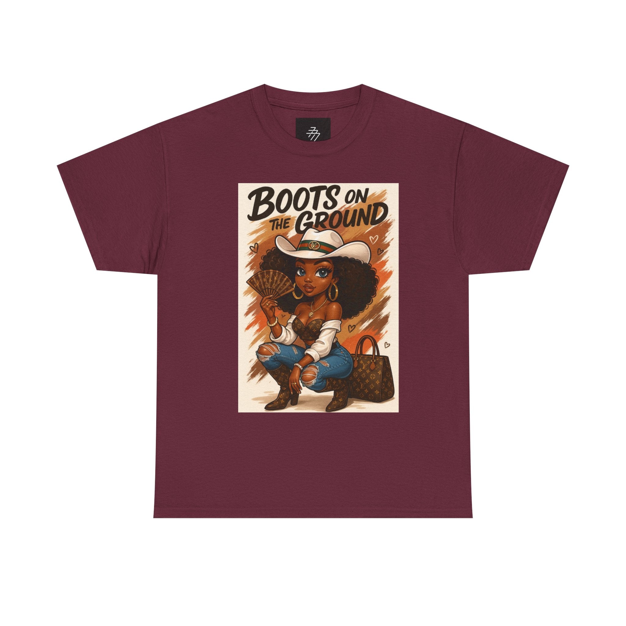 Boots on the Ground Graphic Tee — Afro Cowgirl Illustration