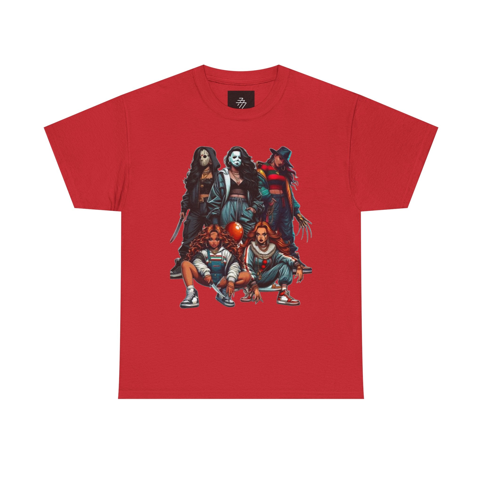 Horror Icons Squad Tee — Retro Slasher Movie Villains Graphic T-Shirt