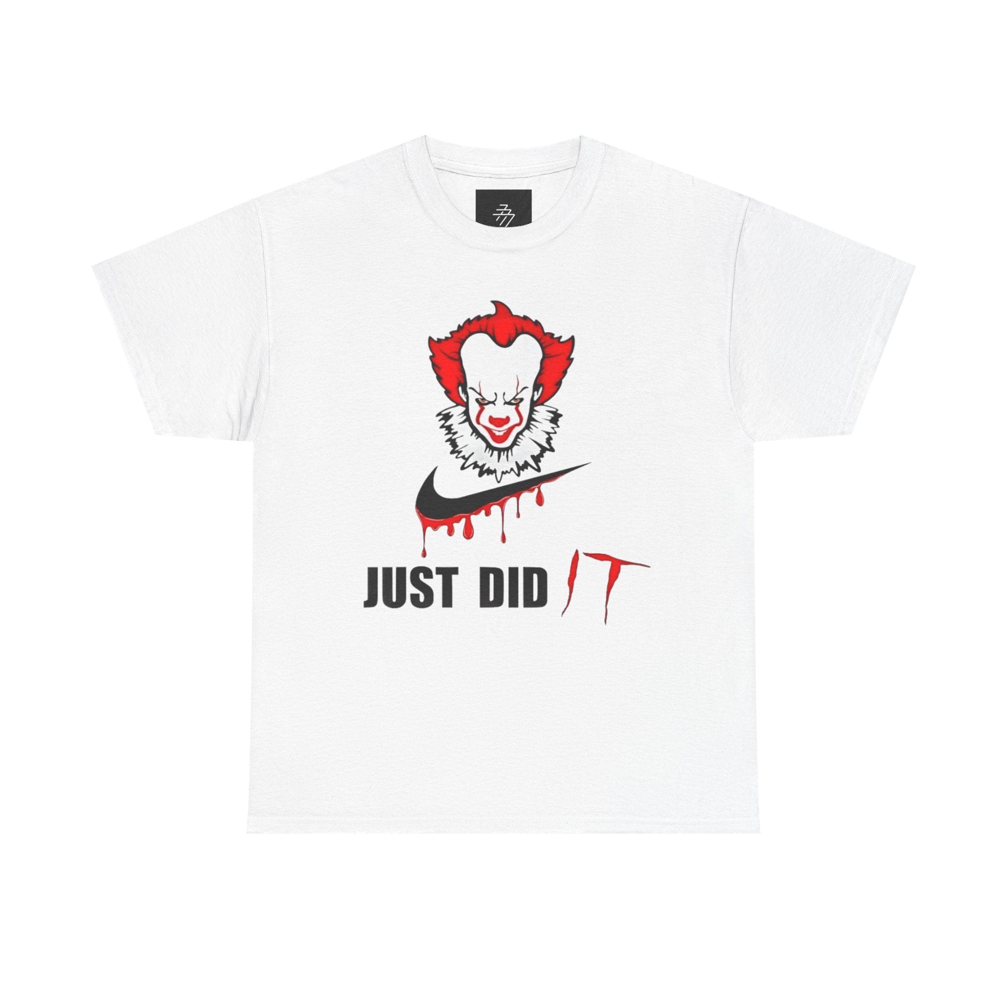 Clown Horror Face 'Just Did It' T-Shirt | Creepy Dripping Swoosh Tee