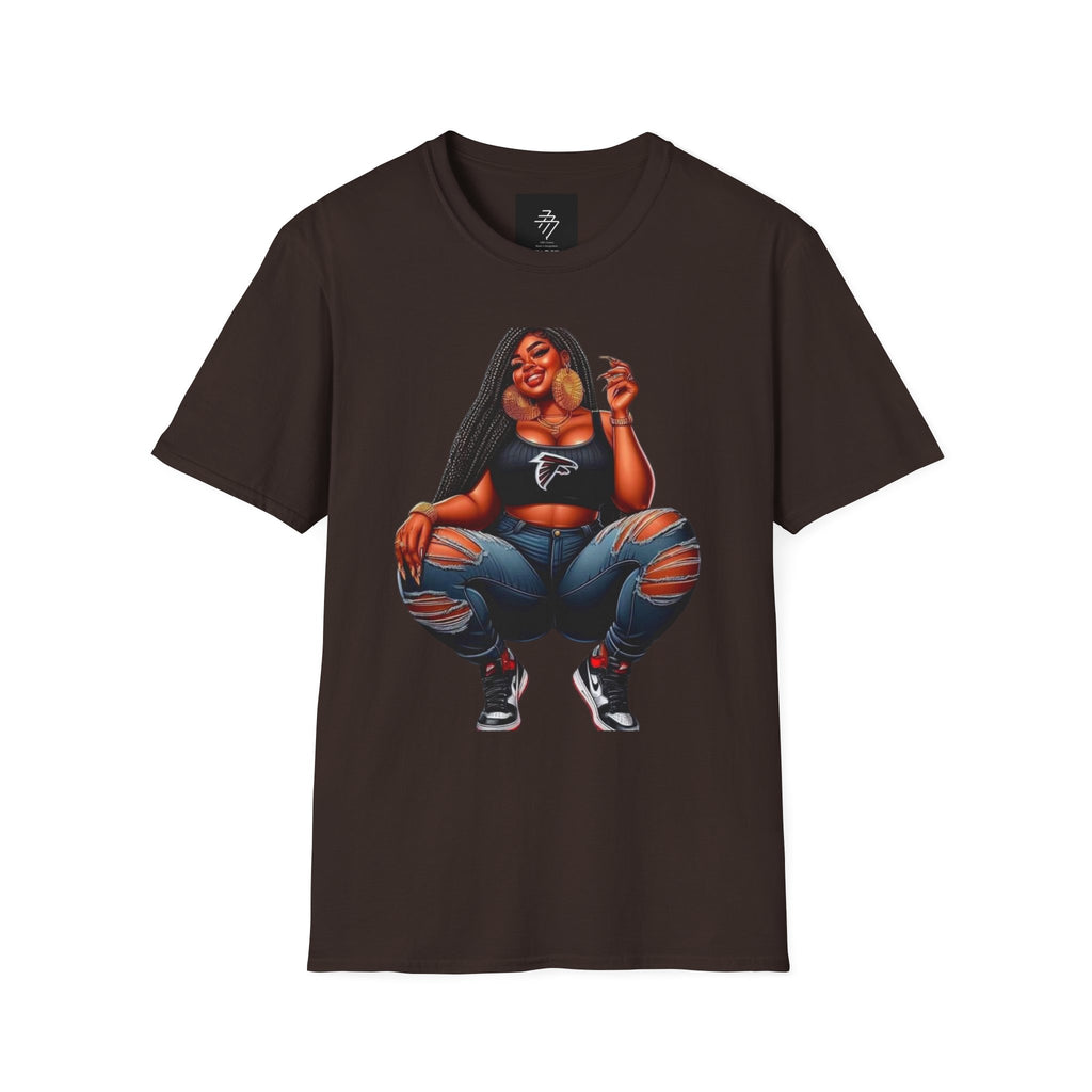 Curvy Girl Graphic T-Shirt — Afrocentric Bold Woman Design