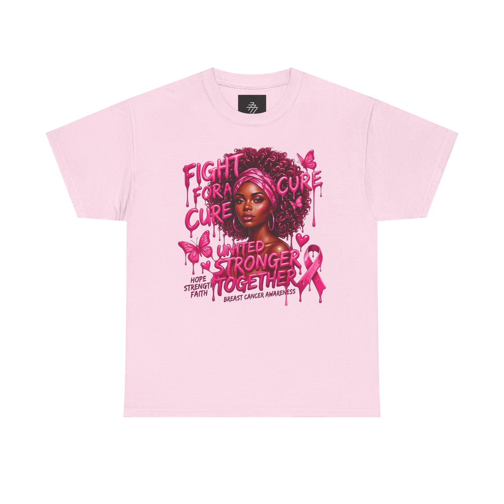 Breast Cancer Awareness Tee "Fight for a Cure" Pink Ribbon Graphic