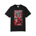 Red and Black Statue with Rifle T-Shirt | Grunge Urban Art